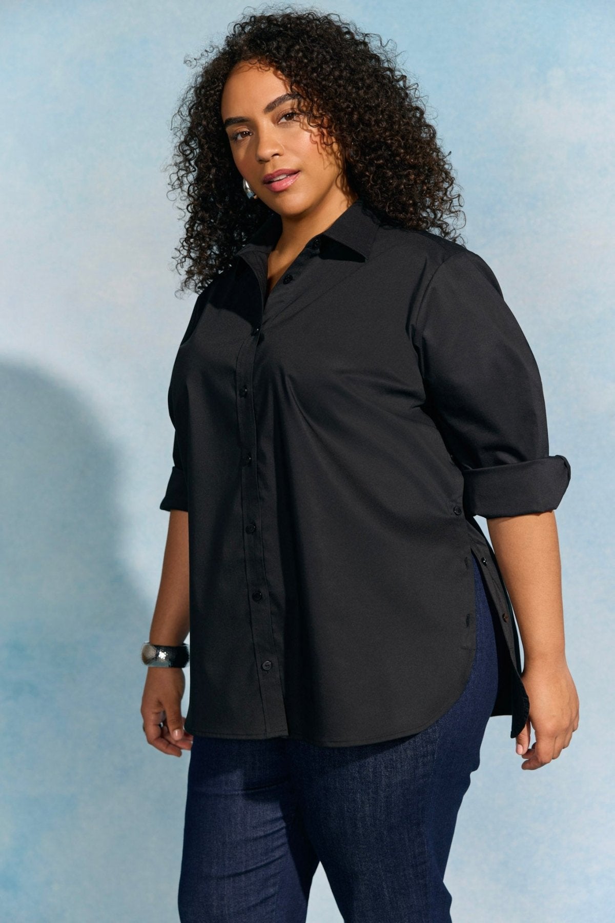 Juliet Plus No Iron Stretch 3/4 Sleeve Shirt for Women - Wrinkle-Free Comfort Fit Blouse for Office & Travel