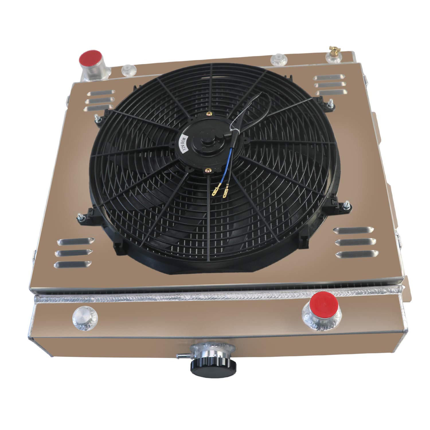 ALLOYWORKS 3 Row All Aluminum Radiator with Shroud Fan & Relay Kit for 1975-1979 Dodge D100 D150 D200 D300 5.2L 5.9L V8 - Heavy Duty Cooling Upgrade for Towing & Off-Road Use