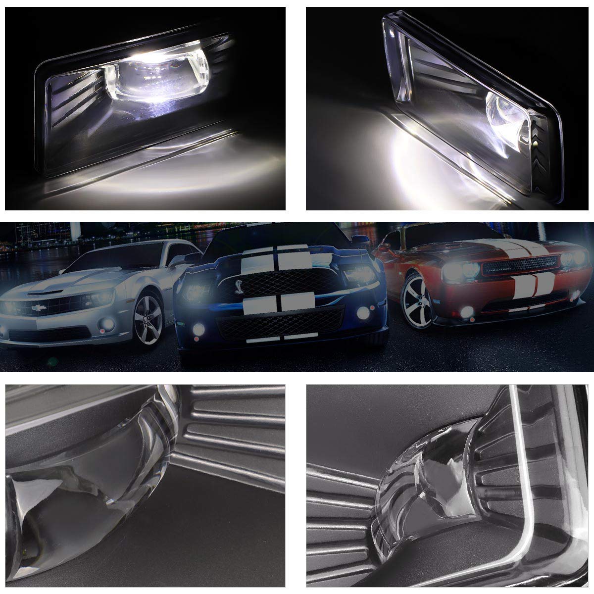 PM PERFORMOTOR High-Power LED Fog Lights with Switch - Clear Lens Replacement for 2014-2015 Chevy Silverado 1500 Front Bumper | Off-Road Driving & Nighttime Visibility Enhancement