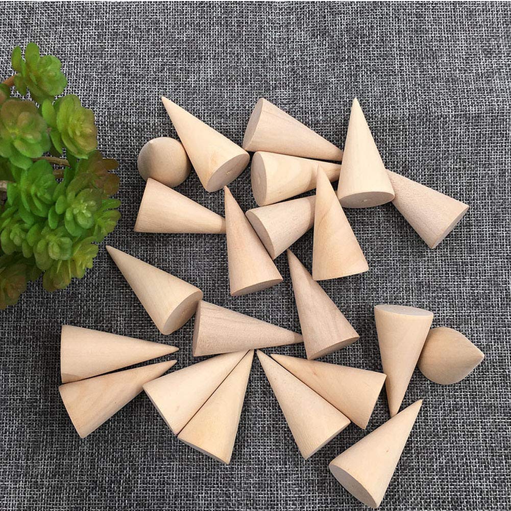 15 Pcs Natural Wood Cone Ring Holders - Elegant Jewelry Organizer for Rings, Earrings & Small Accessories | Perfect for Bedroom Dresser, Bathroom Counter & Wedding Display