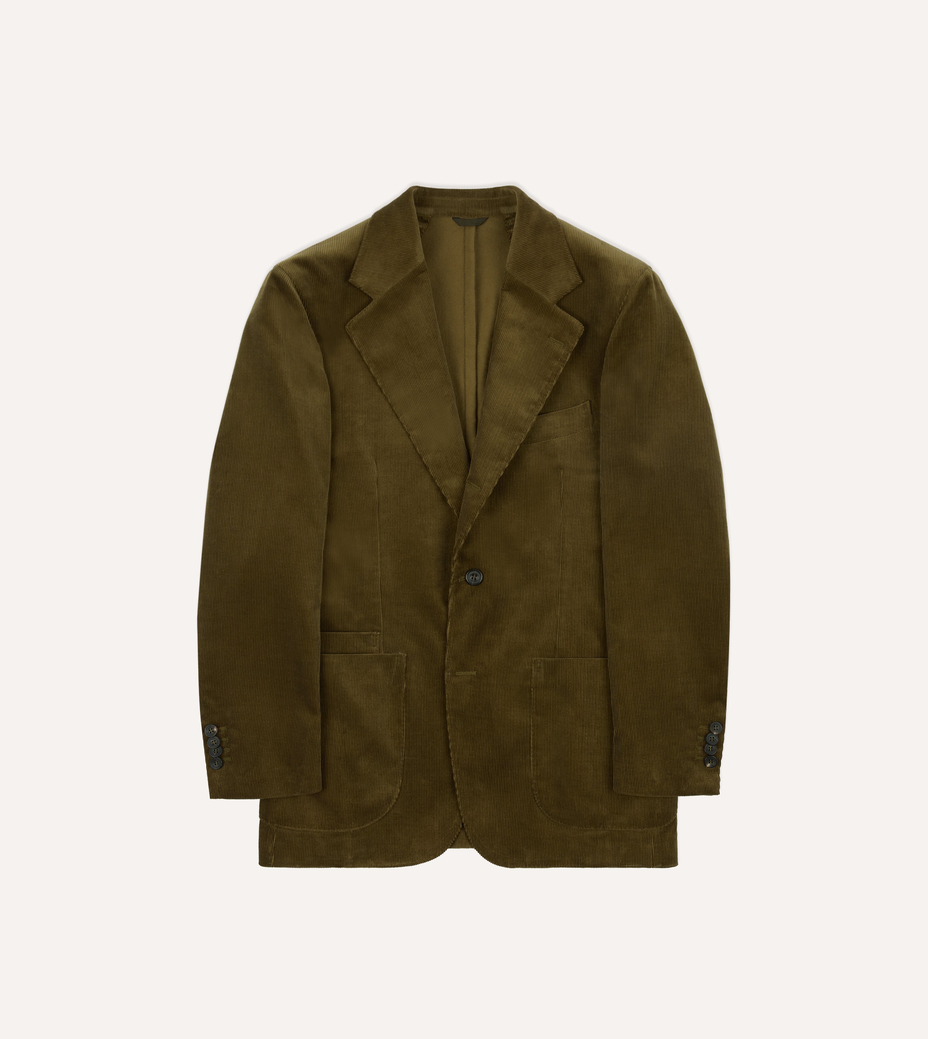 Olive Green Mid Wale Cotton Corduroy Tailored Jacket for Women - Stylish Fall & Winter Outerwear for Casual and Office Wear