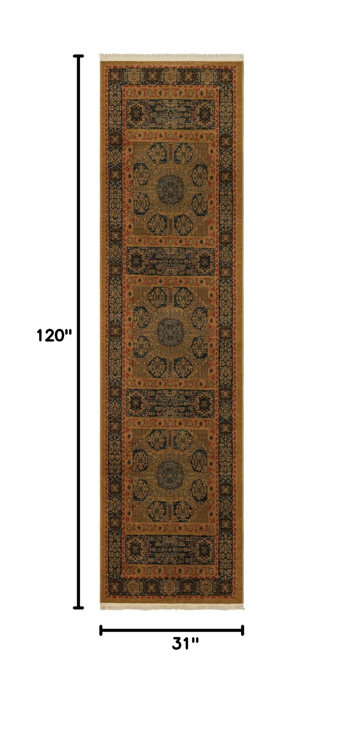 Amina Collection 10' Blue Flatweave Runner Rug - Soft Durable Hallway & Entryway Carpet for Home Decor | Perfect for High Traffic Areas, Living Rooms & Bedrooms