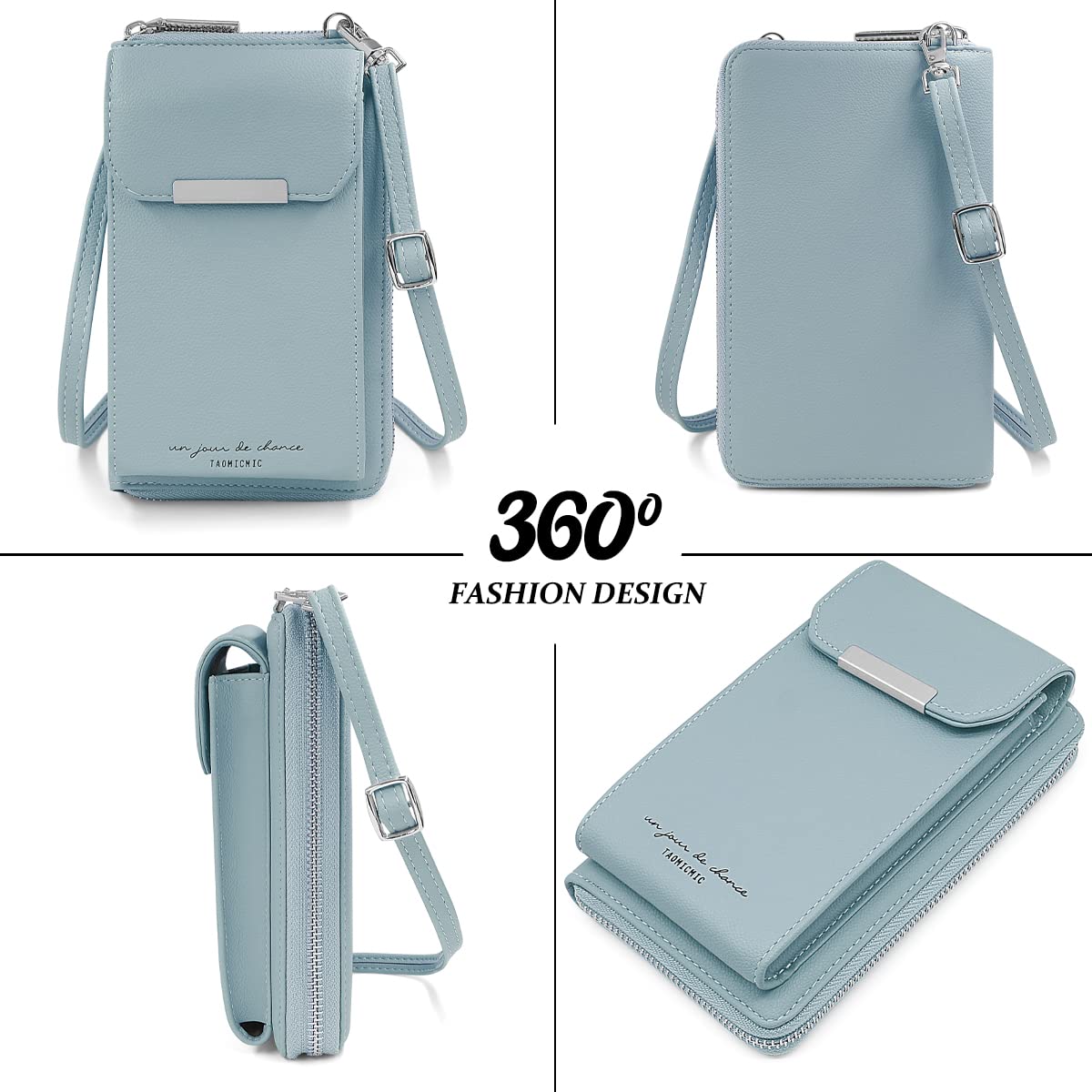 REETEE Women's PU Leather Crossbody Phone Bag with Credit Card Slots - Small Shoulder Purse Wallet for iPhone & Android Phones Under 6.5 Inch (Blue) | Perfect for Travel, Shopping & Everyday Use
