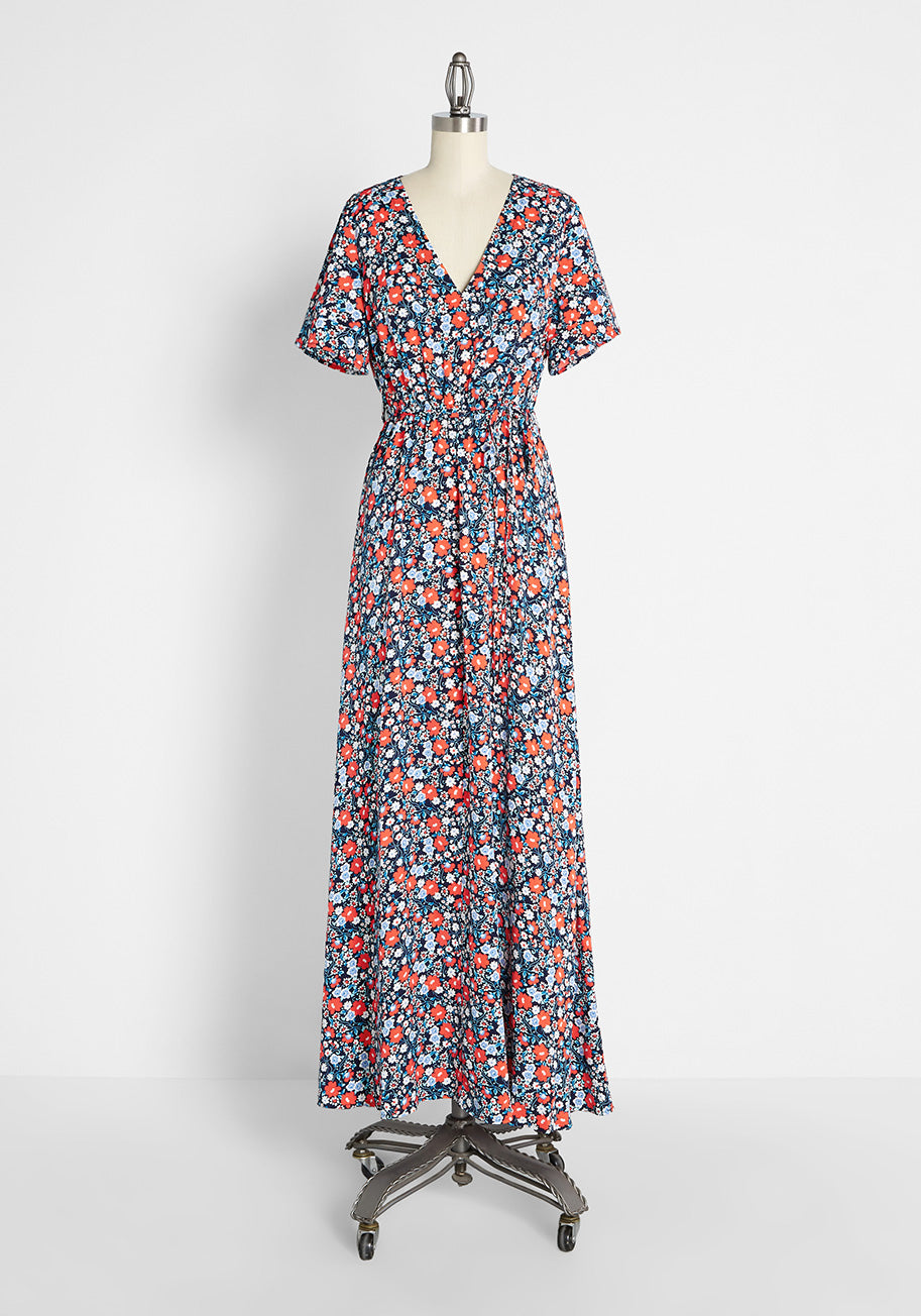 Dazing in the Daisies Floral Maxi Dress - Women's Summer Boho Long Dress for Beach, Vacation & Outdoor Parties