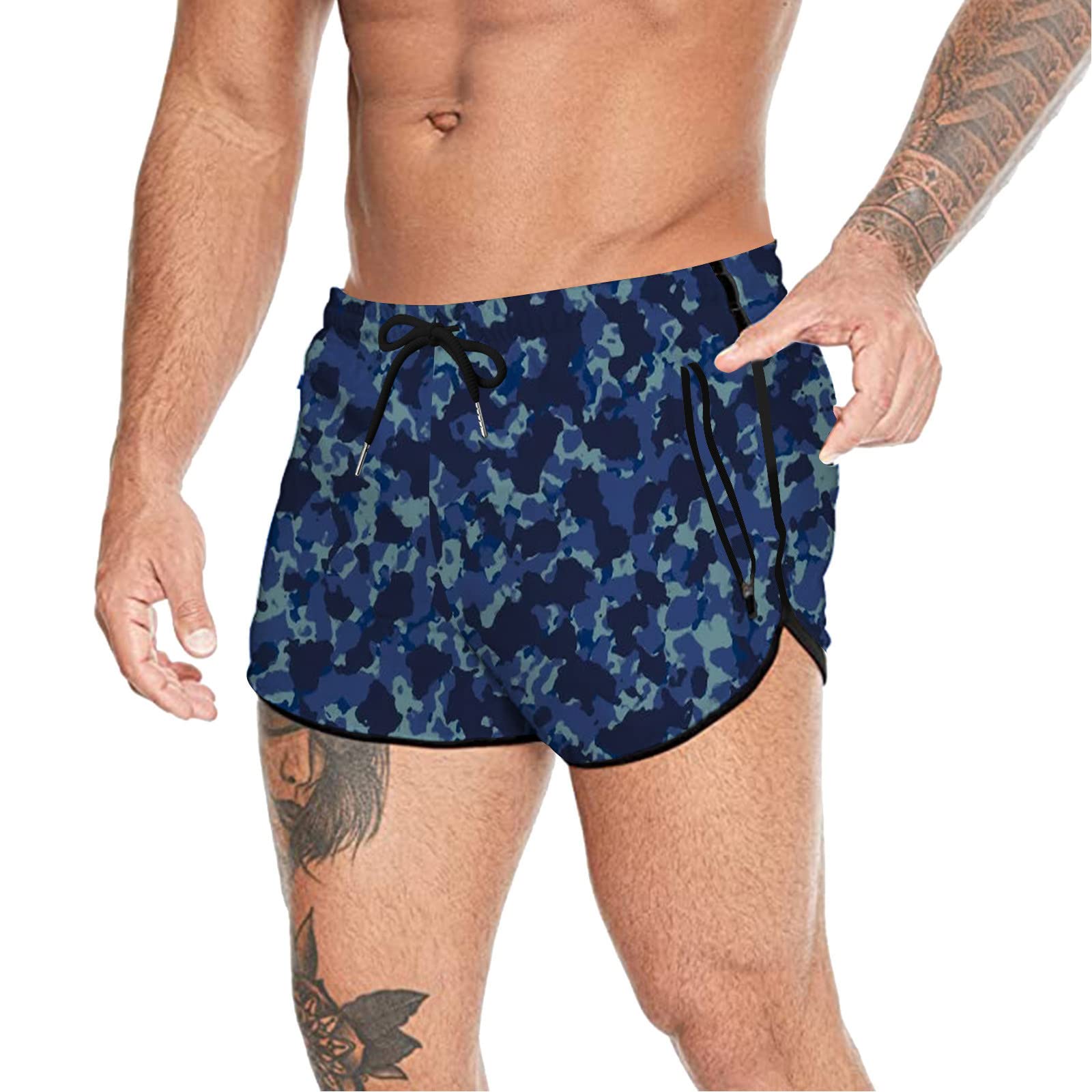 Men's Lightweight Breathable Mesh Sweat Shorts for Basketball, Sports, Fitness & Running - Camouflage Design for Gym, Workout & Casual Wear