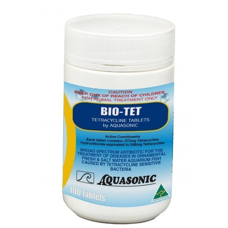 Aquasonic Bio Tetracycline Hydrochloride Broad Spectrum Antibiotic for Fish - Treats Bacterial Infections in Aquariums & Ponds