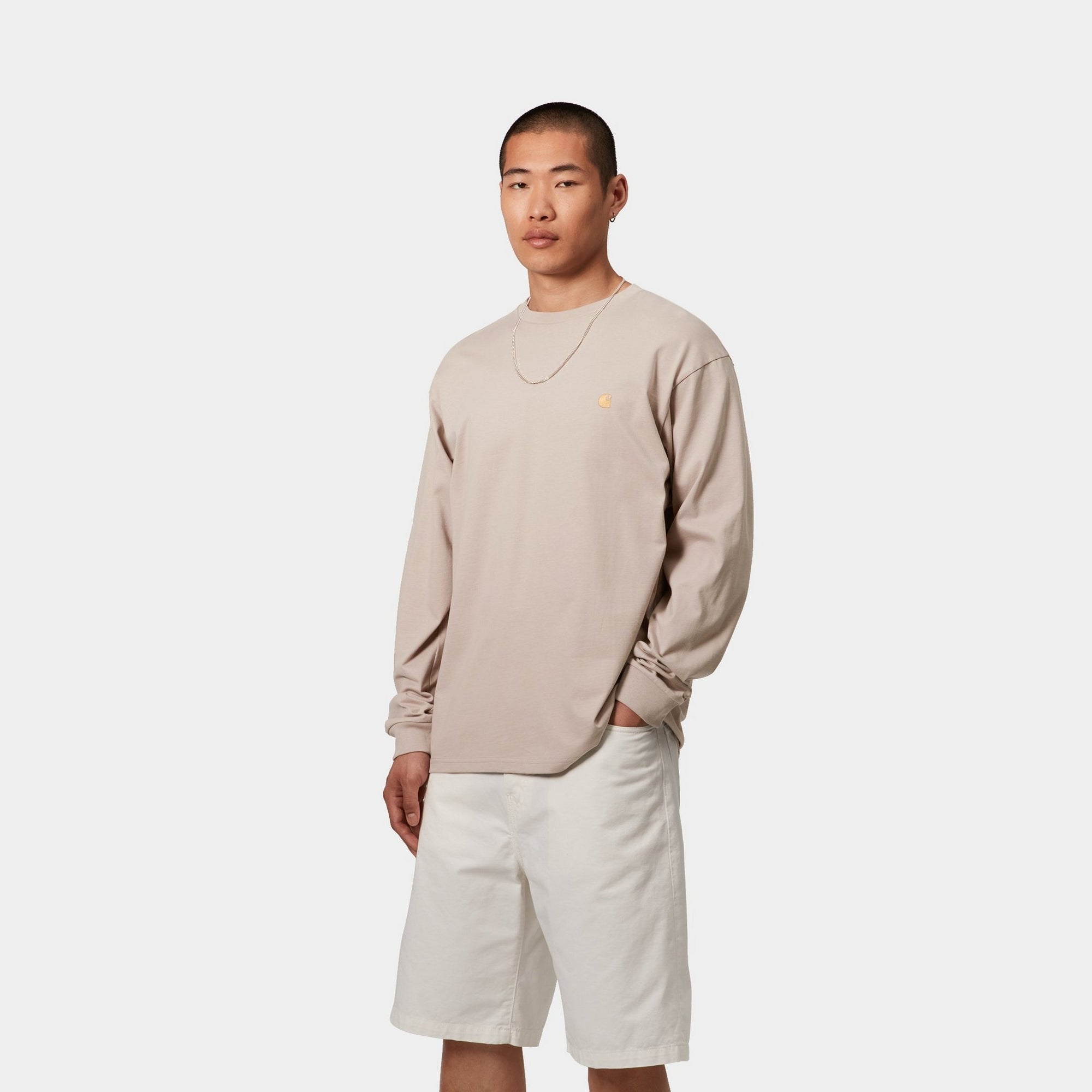 Chase Long Sleeve T-Shirt for Men | Soft Cotton Casual Shirt in Dusky Beige | Perfect for Everyday Wear, Layering & Outdoor Activities