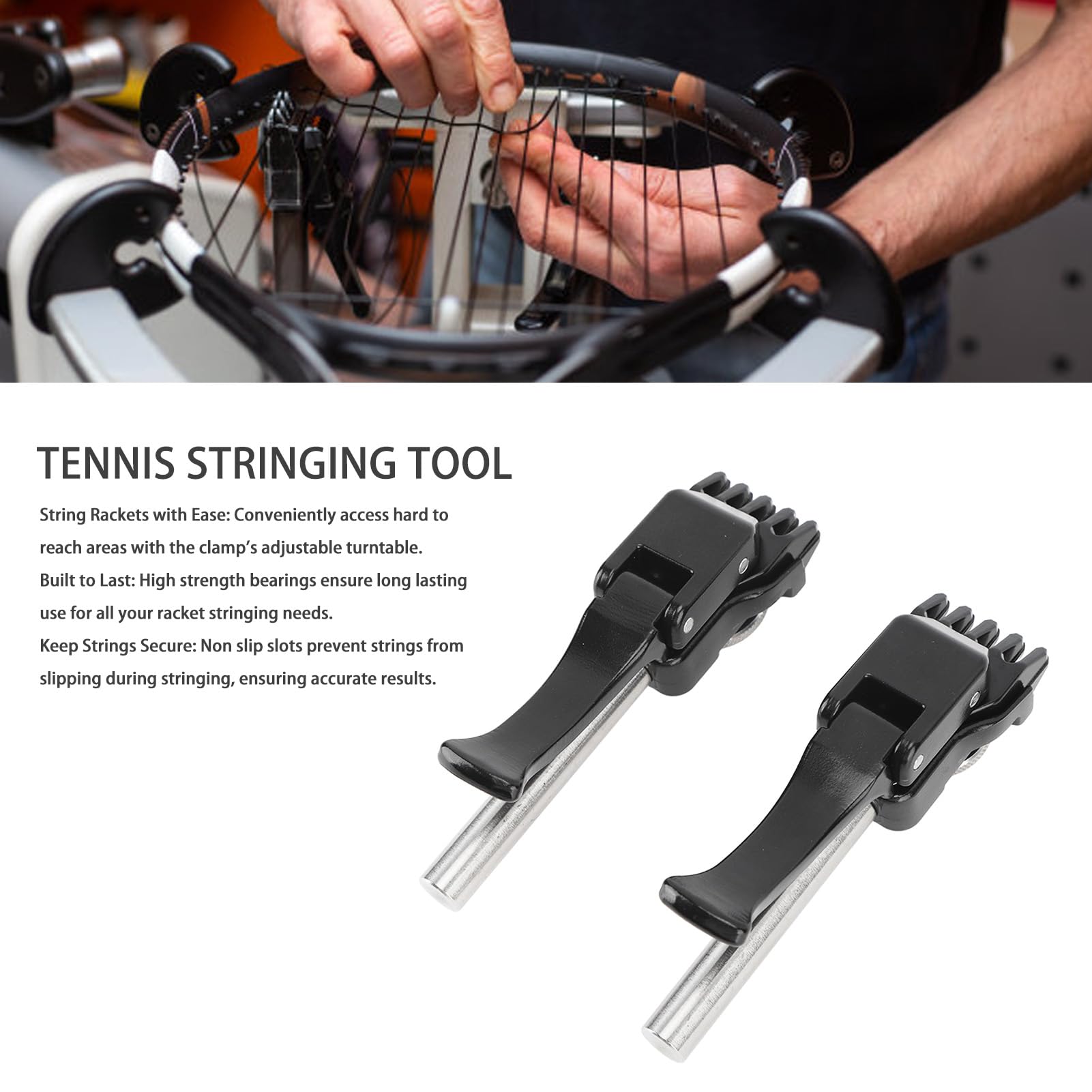 **1 Pair Badminton & Tennis Stringing Clamps - Professional Racket Starting Clamp Tool for Stringing Machines | Perfect for Tennis, Badminton, and Squash Racket Maintenance**    *(Use Case: Ideal for sports enthusiasts, professional stringers, and DIY racket maintenance at home or in sports clubs.)*