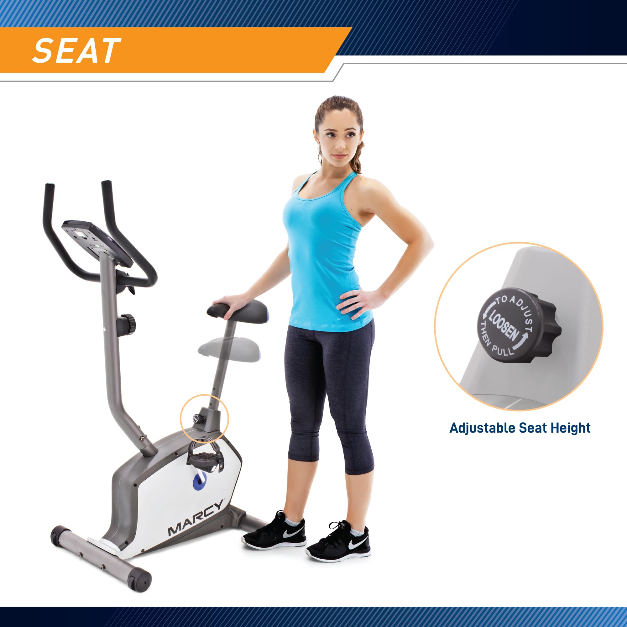 Marcy Magnetic Resistance Exercise Bike - 8 Levels Adjustable Indoor Cycling Bike for Home Gym, Cardio Workout & Weight Loss