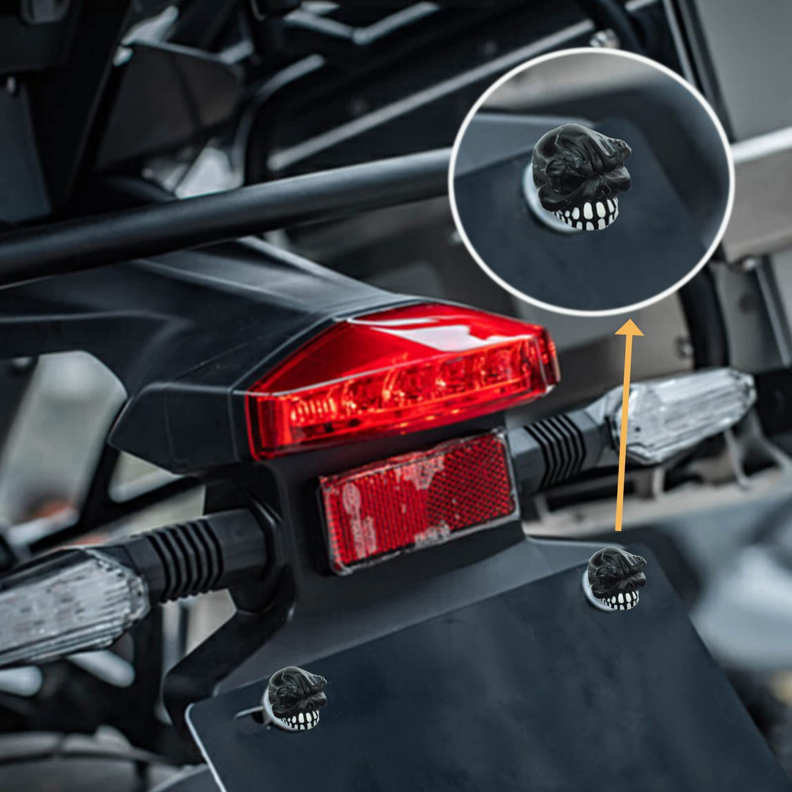 Skull License Plate Frames - Anti-Theft Car Plate Screw Bolts (4-Pack) - Fits Most Vehicles & Motorcycles - Durable Black Metal Design - Perfect for Car Enthusiasts & Motorcycle Riders