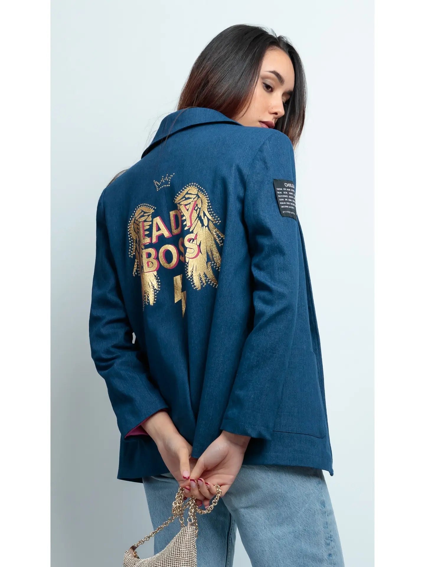 Lady Boss Denim Blazer for Women – Elegant and Confident Style for Office, Business Meetings & Professional Outfits