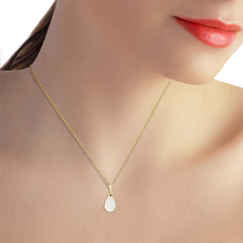 14K Solid Yellow Gold Opal Pendant Necklace - 0.77 Carat Natural Pear-Shaped Vibrant Opal Drop Jewelry for Women, Gift for Her, Birthday, Anniversary, Valentine's Day