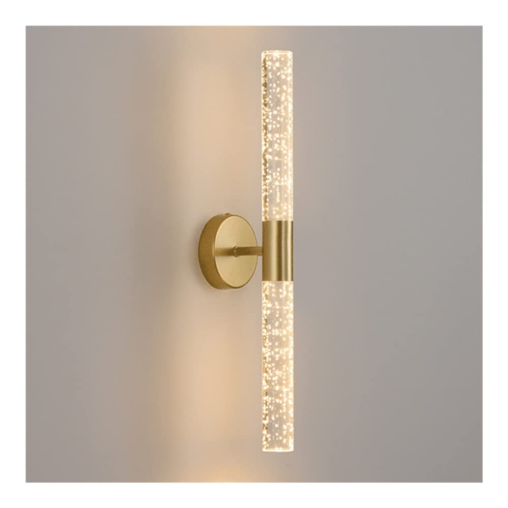 Modern LED Bubble Wall Sconce - Gold Crystal Glass Wall Lamp for Bedroom & Bathroom Decor - White Light Indoor Wall Mount Fixture - Perfect for Ambient Lighting in Living Rooms, Hallways, and Spa Areas