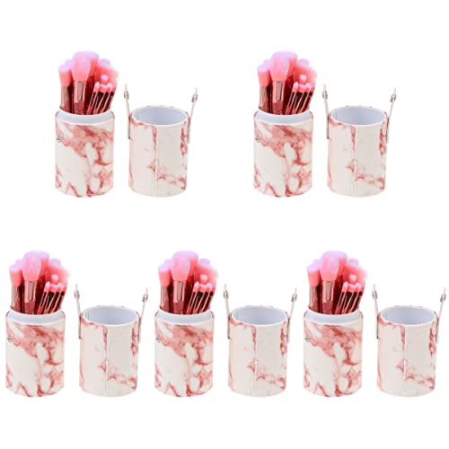 FRCOLOR 5-Piece Professional Makeup Brush Set - Soft Synthetic Bristles for Foundation, Blush, Eyeshadow & Contouring - Includes Marble Design Storage Case (Perfect for Travel & Daily Makeup Routine)
