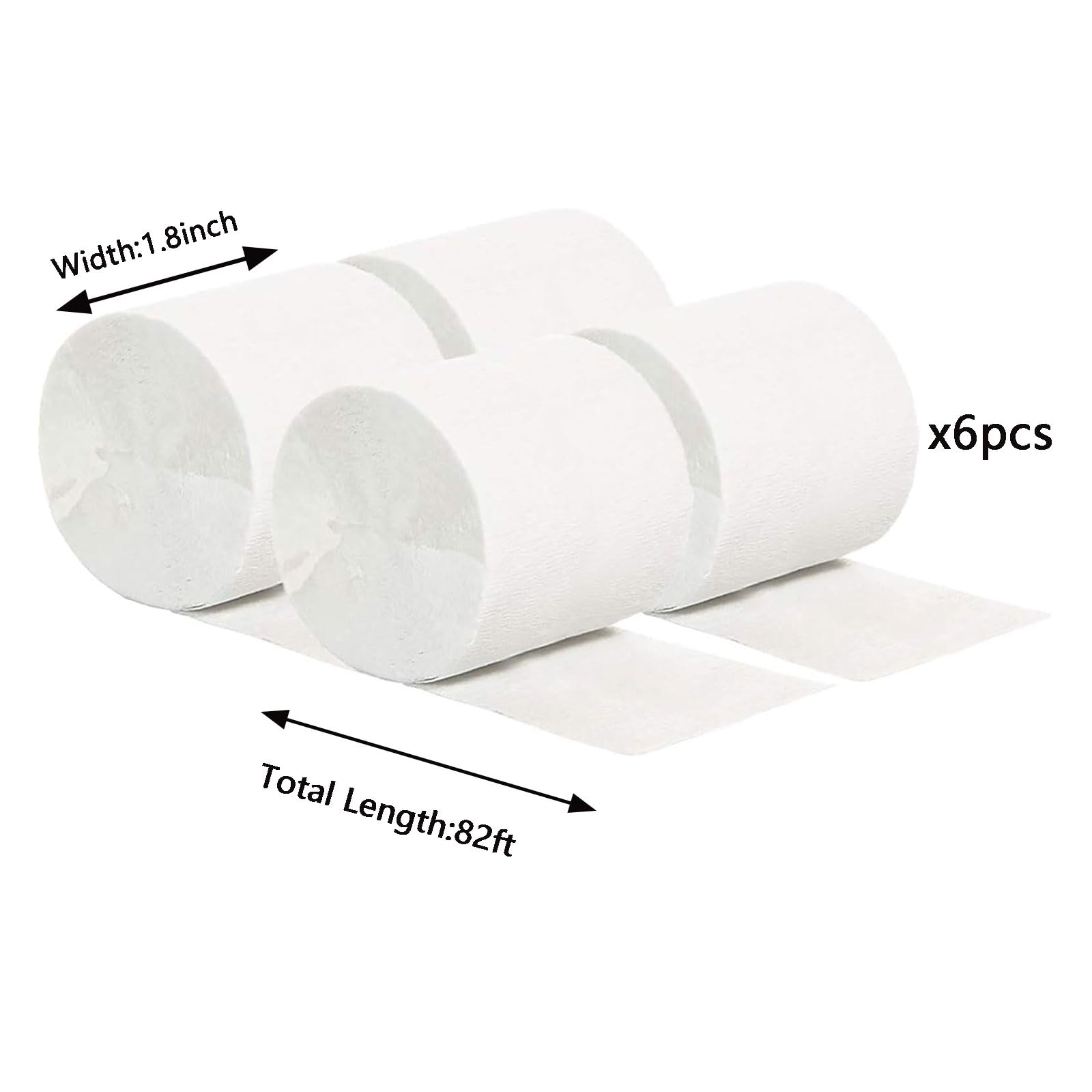 We Moment White Crepe Paper Streamers - 6 Rolls (1.8 Inch Wide, 82 Feet Each) for Birthday, Wedding, Festival & Party Decorations - Perfect for Ceiling Draping, Backdrops, and Celebration Events