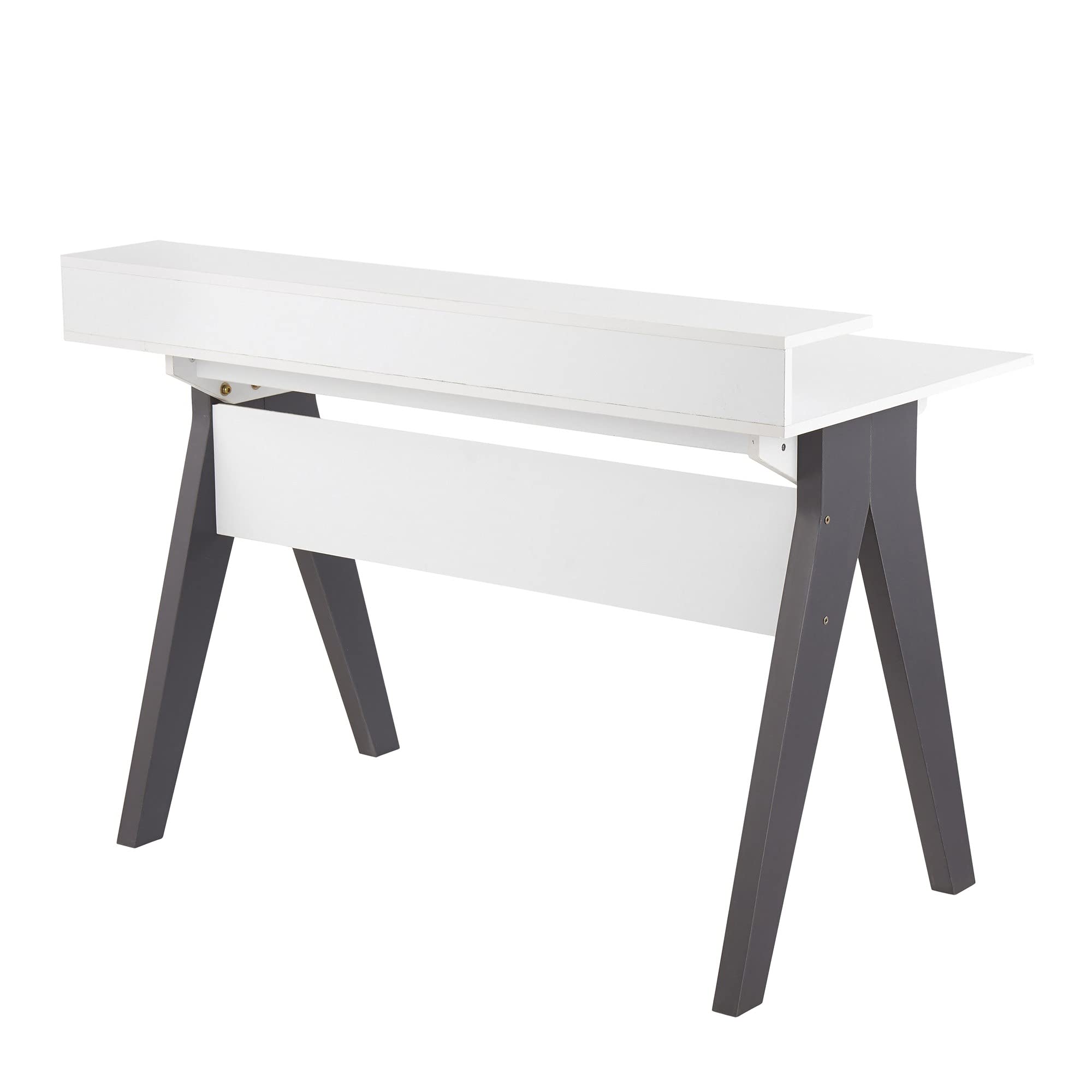 LumiSource Wishbone White Desk - Modern Home Office & Computer Desk with Drawers, Compact Writing Desk for Small Spaces, Bedroom & Gaming Setup - Perfect for Remote Work, Study & PC Gaming Stations