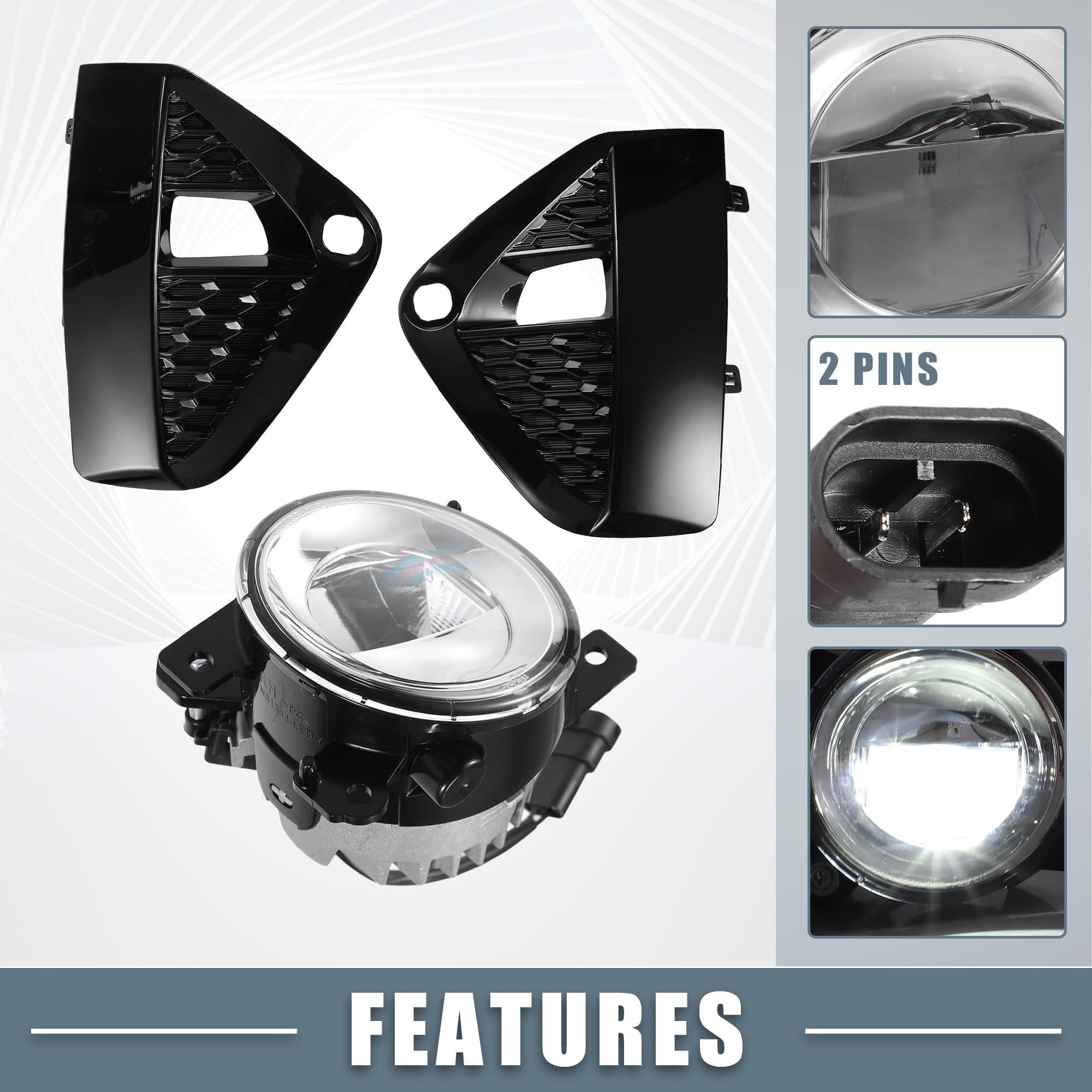 Fog Driving Light Kit with Switch Harness & Bezels - White LED Bumper Lamps for Nissan Murano NS 2019 2020 2021 Models | Off-Road & Night Driving Safety Accessories