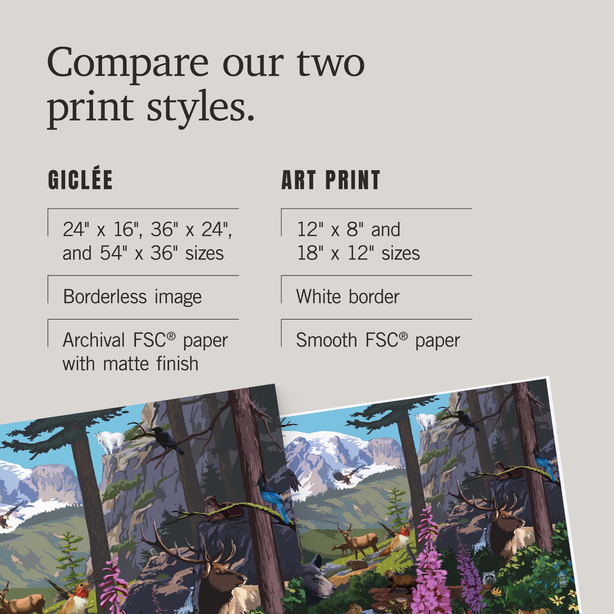 Lantern Press 16x24 Inch Giclee Print - Mount Rainier National Park Wildlife Utopia Wall Art - Perfect for Home Decor, Office & Cabin Wall Decorations