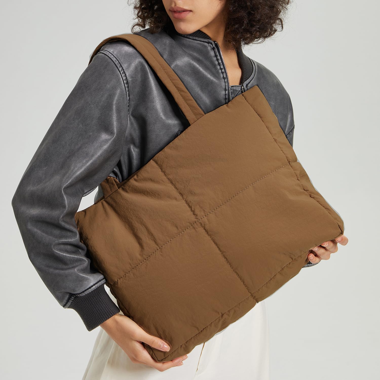Stylish Puffer Tote Bag for Women with Secure Zipper Closure - Perfect for Work, Travel & Shopping | Fashionable & Functional Shoulder Bag