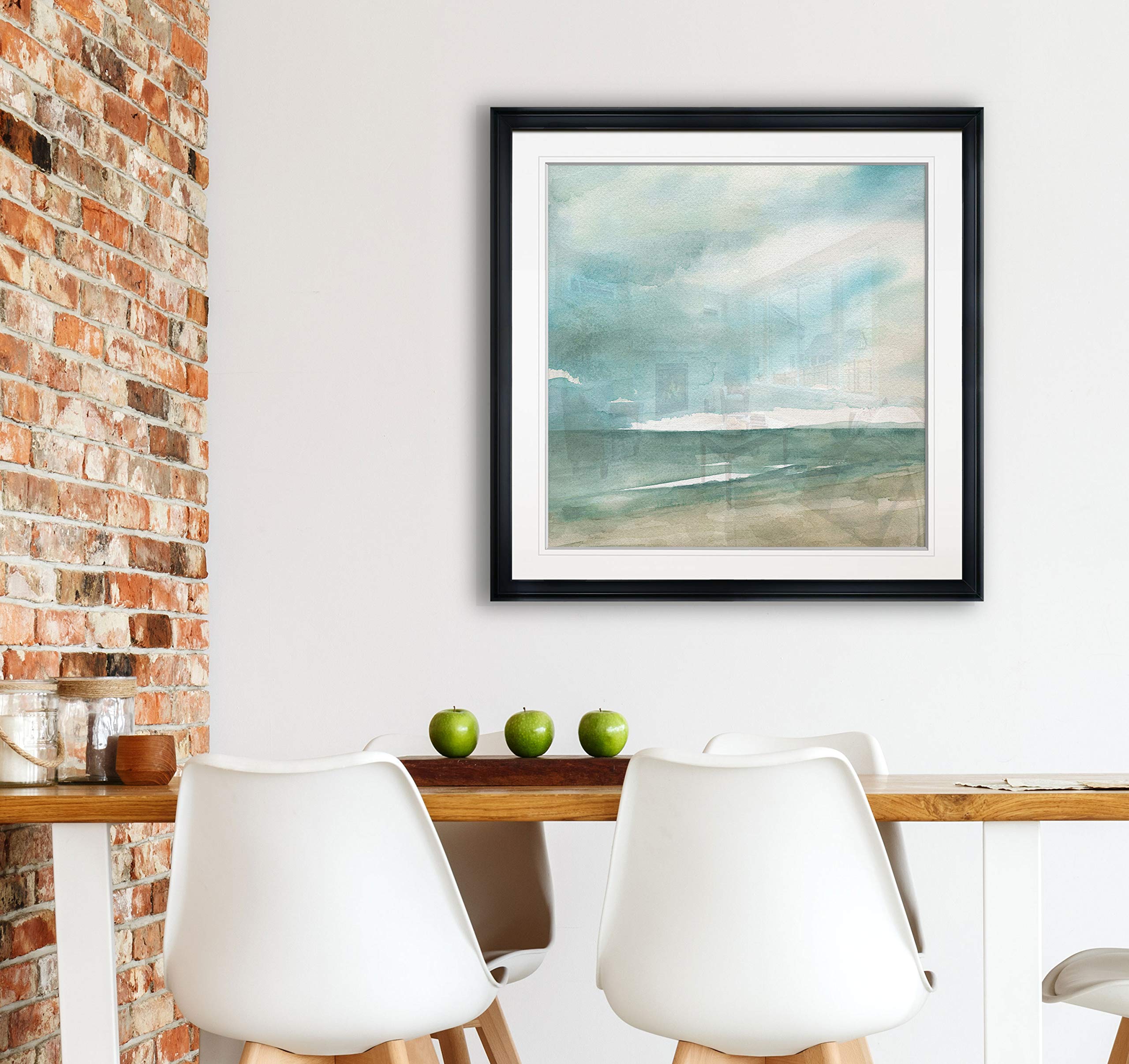 Tranquil Seas Coastal Wall Art - Framed Blue Ocean Seascape Painting, Giclee Canvas Print for Beach House Decor | Perfect for Living Room, Bedroom & Office Wall Decor