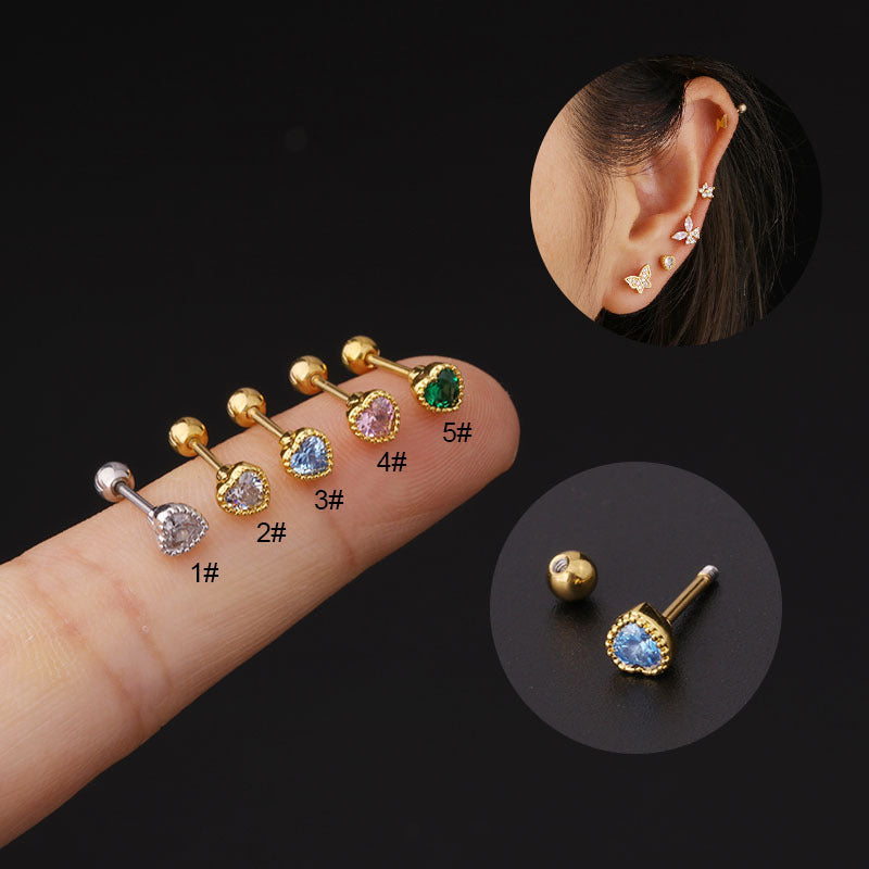 20G Cartilage Tiny Stud Earrings - Emerald Heart Ear Studs for Women | Dainty Jewelry Gift for Girlfriend, Birthday, Valentine's Day | Perfect for Everyday Wear, Parties & Special Occasions
