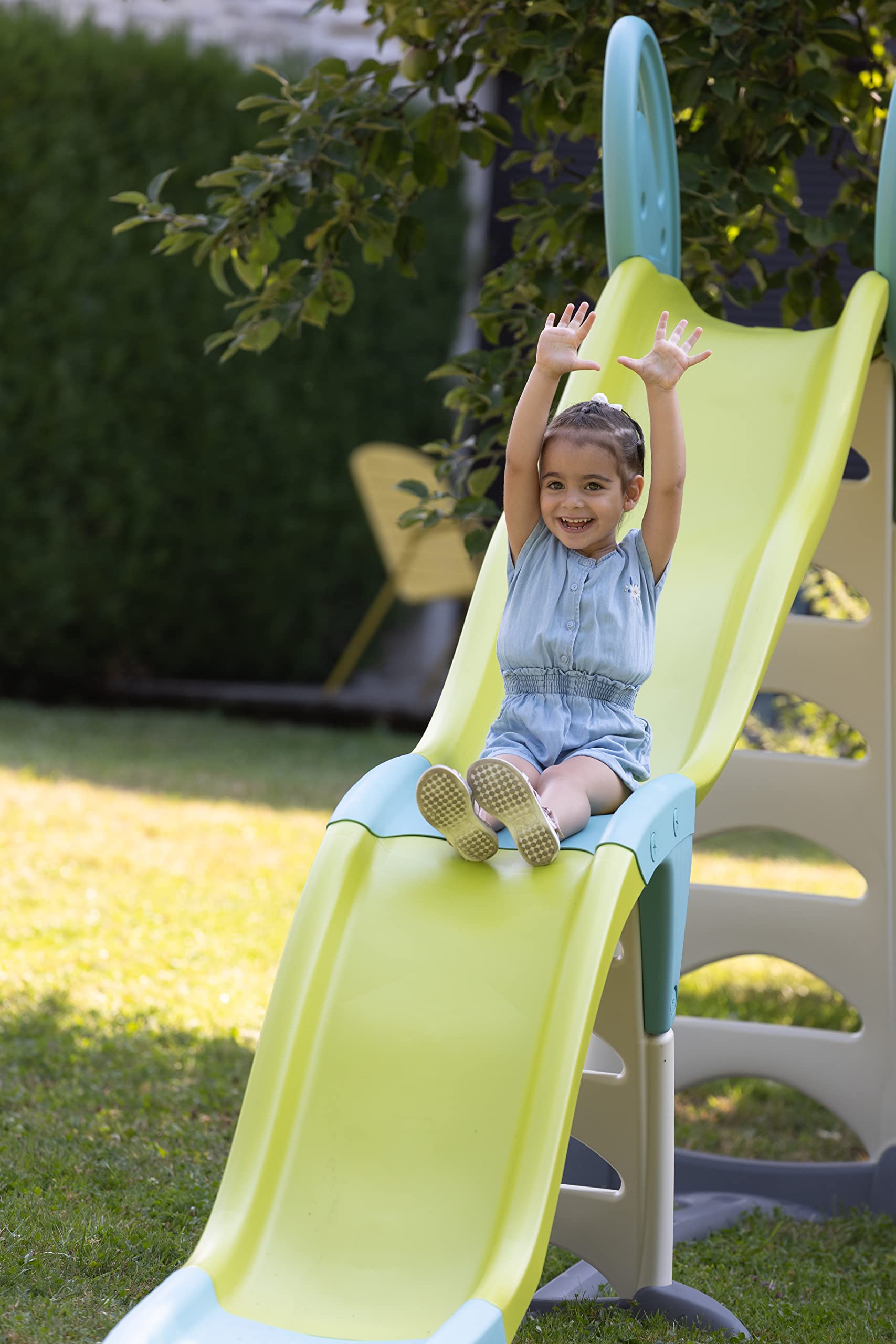 Smoby Super Megagliss 2-in-1 Convertible Slide - 5.6ft or 11.8ft Ramp Length with Triple Wave Design, UV Protection & Non-Slip Steps - Outdoor Water Slide for Kids Ages 2+ (7600820200) - Perfect for Backyard Play, Summer Fun, and Family Gatherings