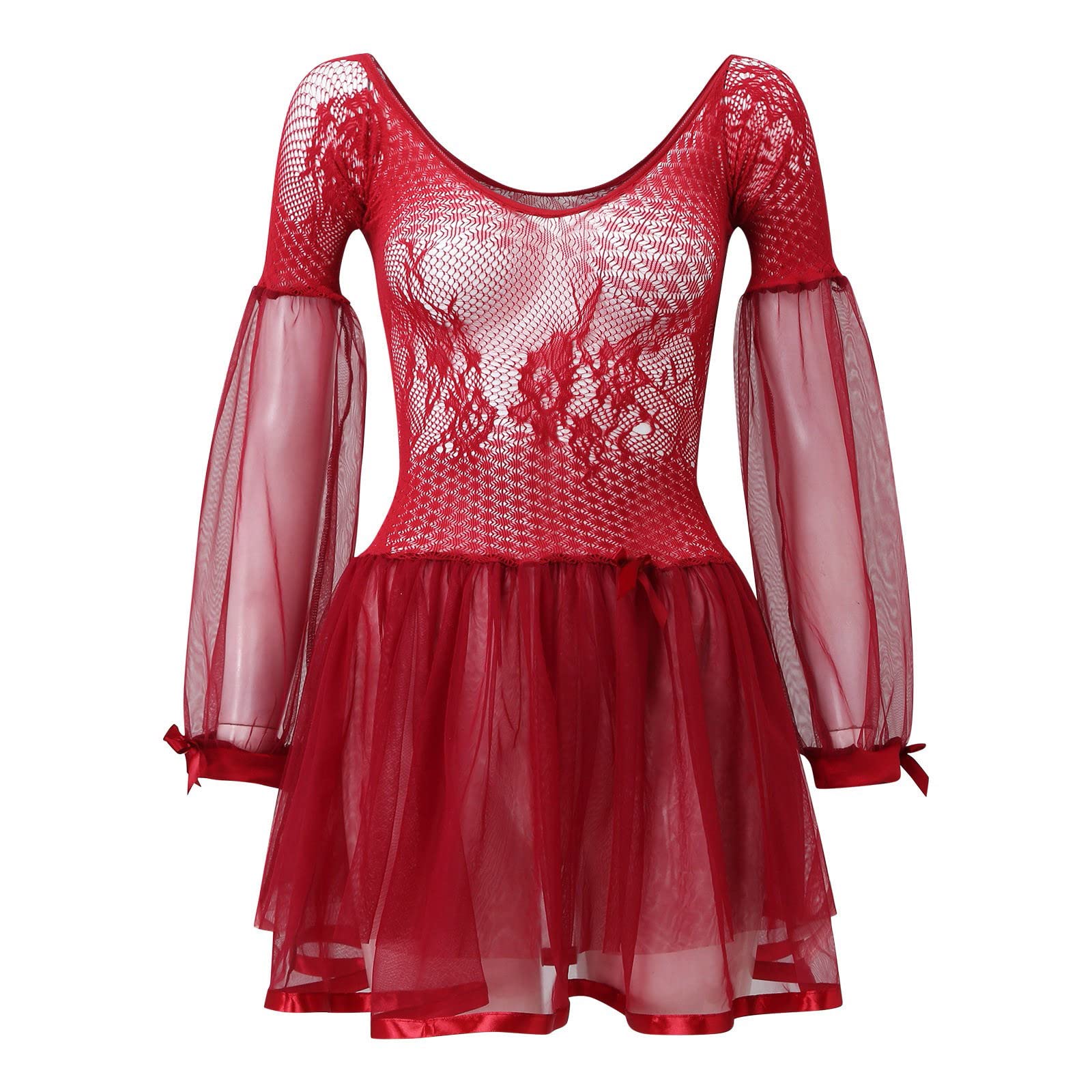 Sexy Lingerie Set for Women - Lace Babydoll Chemise & Garter Belt Bodysuit with Stockings | Floral Lace Nightwear for Valentine's Day & Romantic Occasions