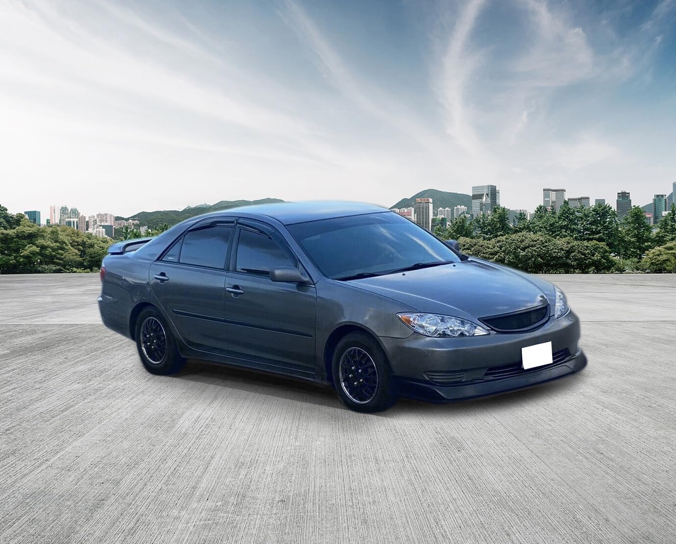 IKON MOTORSPORTS VIP Style PU Black Front Bumper Lip Spoiler Splitter for 2002-2003 Toyota Camry - Aggressive Styling Upgrade for Street Racing & Car Shows