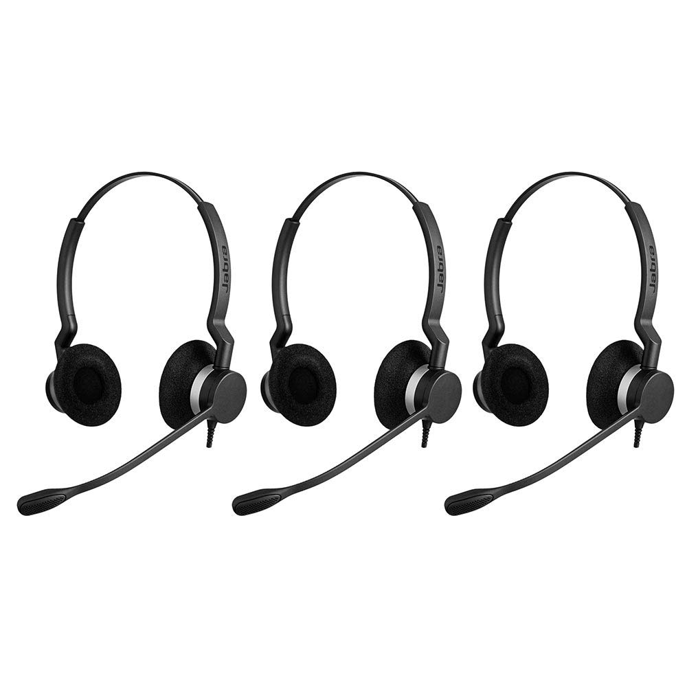 Jabra Biz 2300 UC Duo USB-A Headset with Noise Cancelling Mic & HD Voice - 3 Pack for Office, Call Center & Remote Work - Premium Professional Wired Headphones for Clear Calls & Web Conferencing