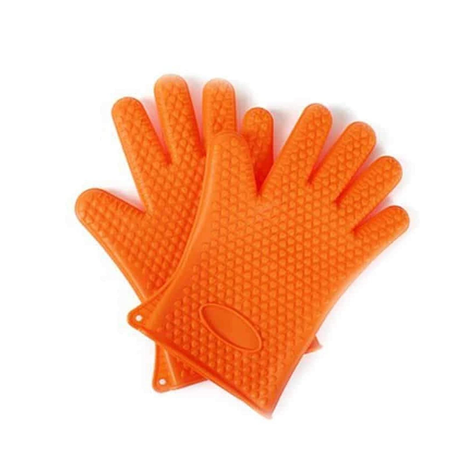 Heat-Resistant Silicone Oven Mitts - 1 Pair Anti-Scald BBQ Gloves for Kitchen, Grilling & Baking - Thick Thermal Protection Mittens for Cooking, Baking & Outdoor BBQ (Orange) - Perfect for Hot Pans, Grill Handling & Oven Use