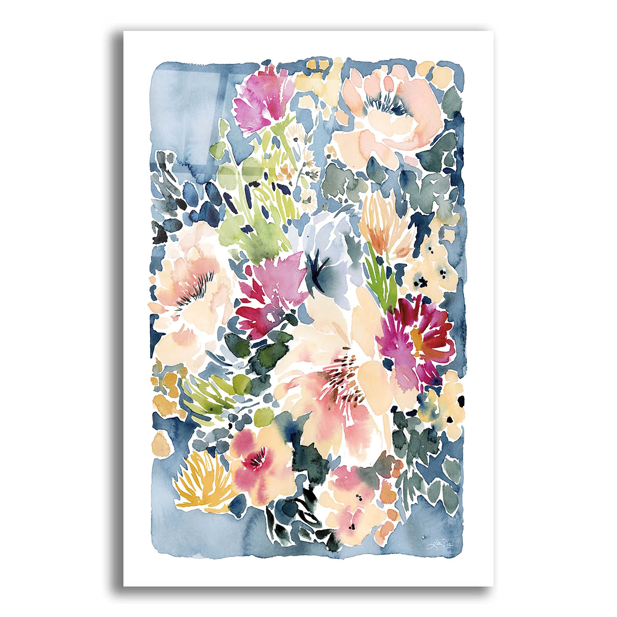Peony Delights Acrylic Glass Wall Art by Katrina Pete - 16x24 Inches Floral Painting for Living Room, Bedroom & Office Decor - Modern Home Wall Decor