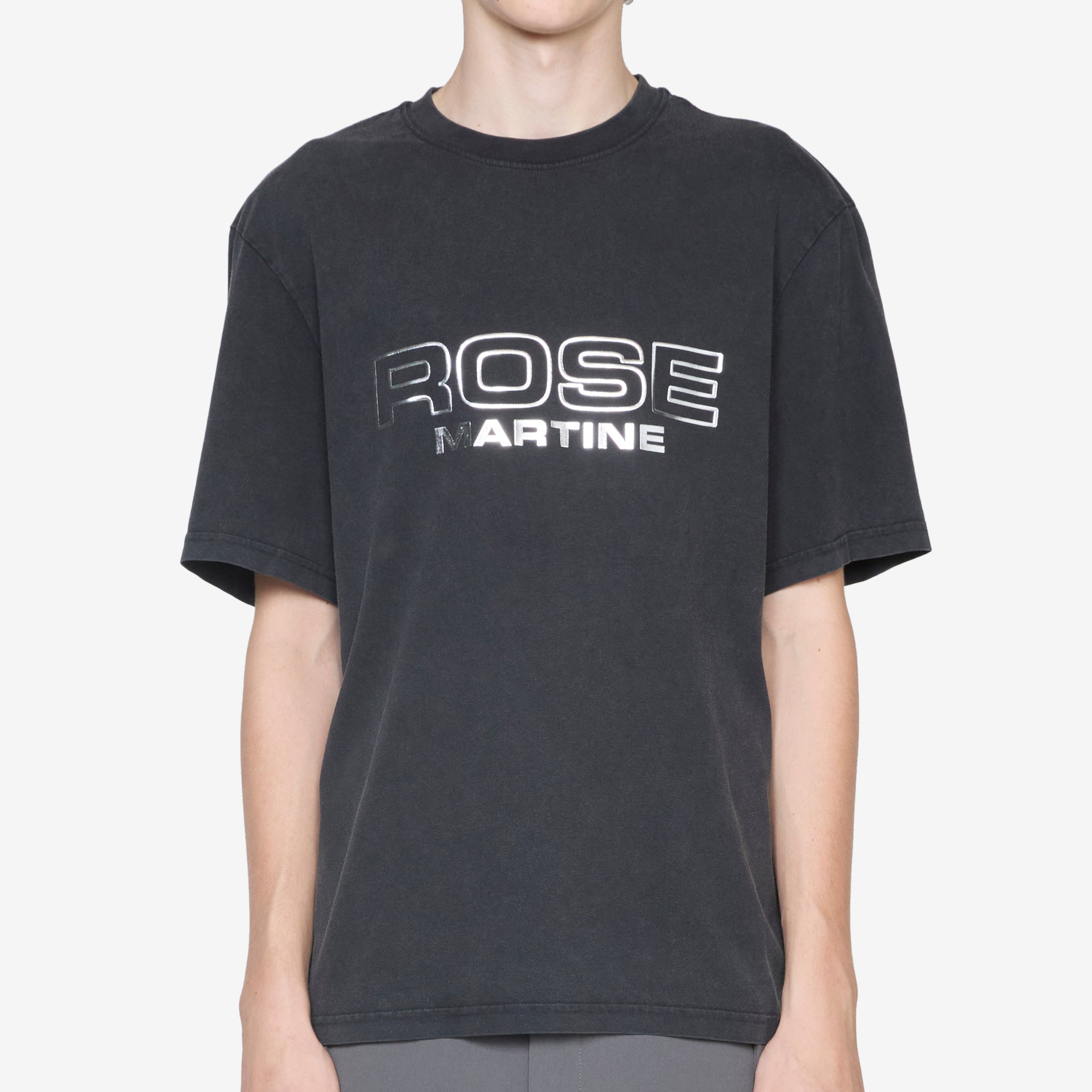 Vintage Washed Black T-Shirt with Rose Outline Design - Casual Streetwear for Men & Women | Perfect for Everyday Wear, Outings, and Layering