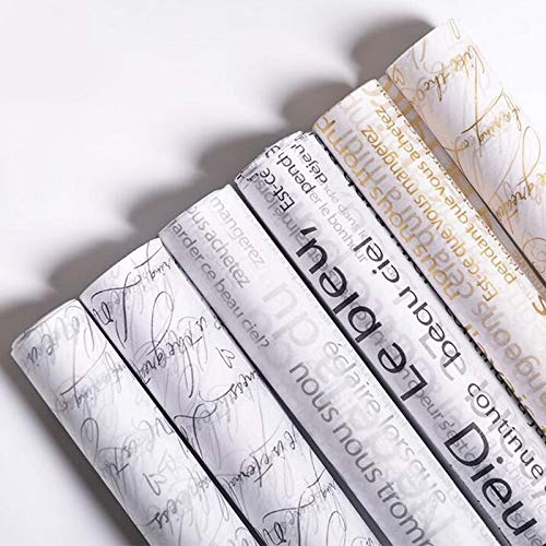 DUOER Floral Gift Wrapping Paper - 75x50cm Golden English Block Design for Flower Bouquets, Wedding Favors, Birthday Presents & Party Decorations
