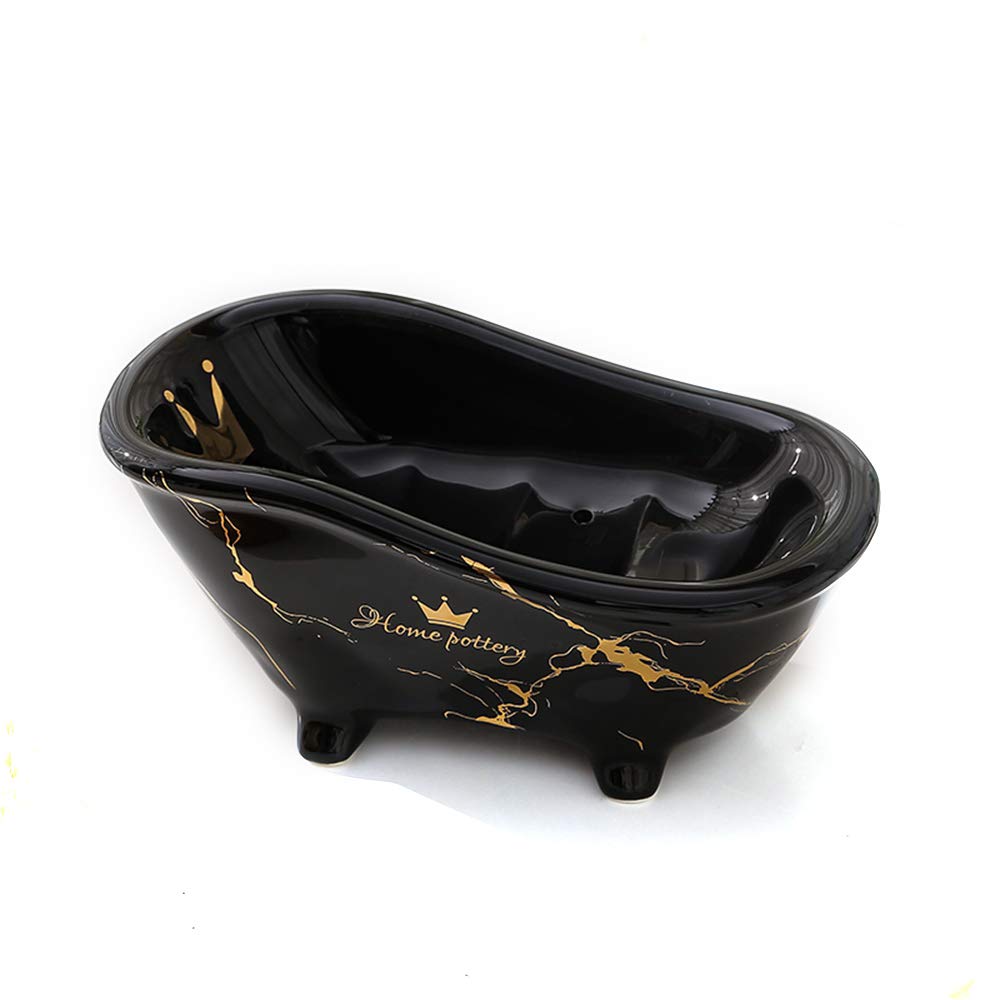 Premium Ceramic Soap Dish Holder for Bathtub - Elegant Black Bathroom Organizer | Perfect for Shower, Spa & Luxury Bathroom Decor