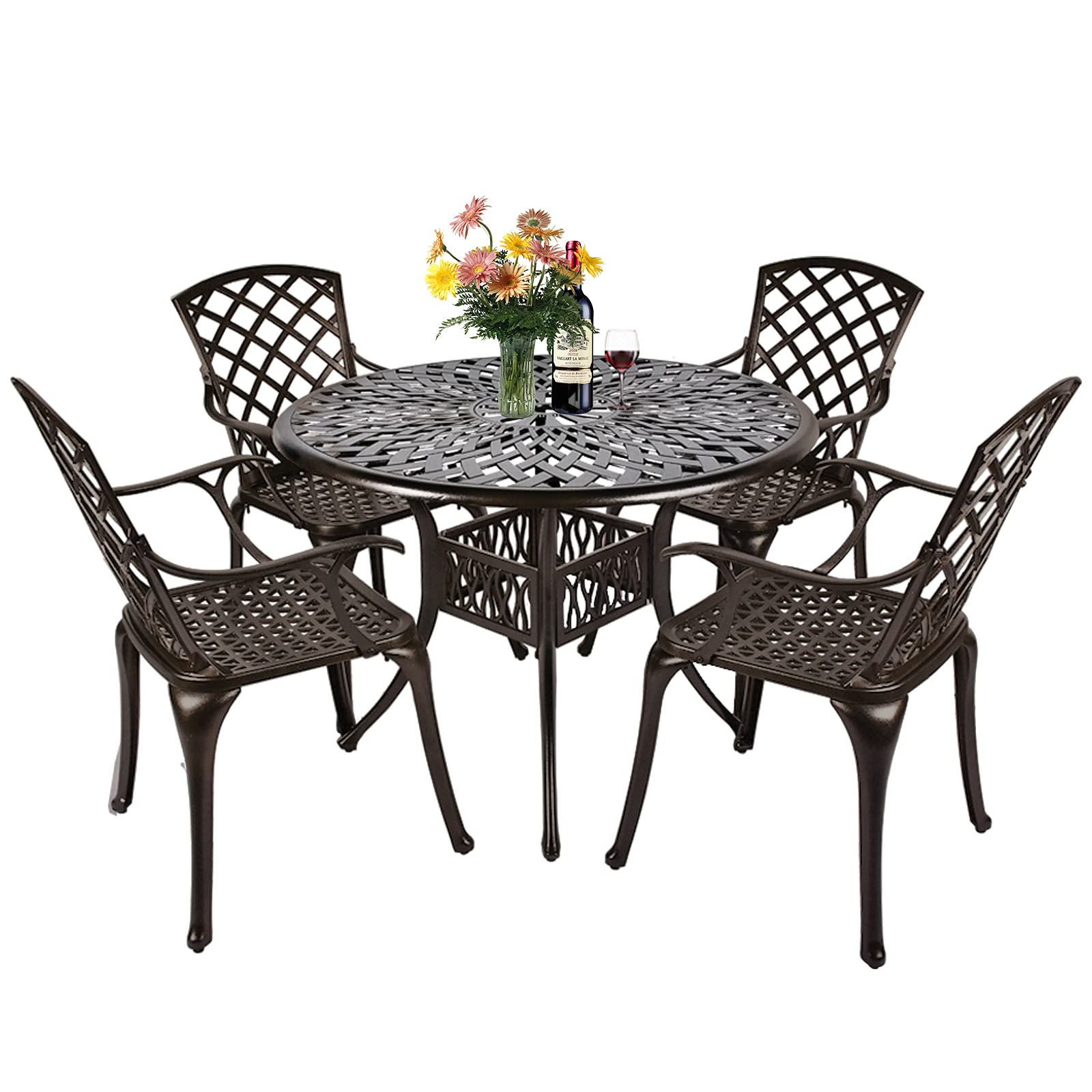 TITIMO 5-Piece Cast Aluminum Outdoor Dining Set - 41