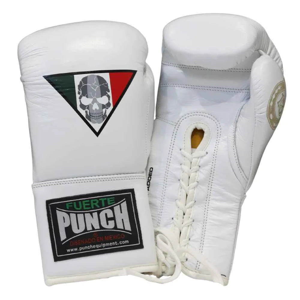 Premium Mexican Lucky 13 Boxing Gloves - White Lace-Up Training Gloves for Professional & Amateur Fighters | Ideal for Boxing Gyms, Sparring & Heavy Bag Workouts