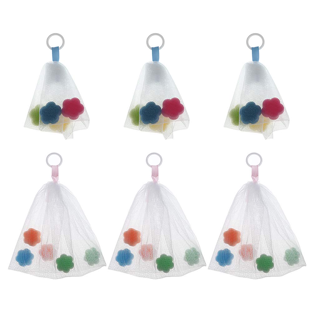 6-Piece Foaming Net Set for Face Cleansing & Shower - Soft Bubble Mesh Bag for Gentle Exfoliation & Deep Cleaning - Perfect for Skincare Routine & Spa Day at Home
