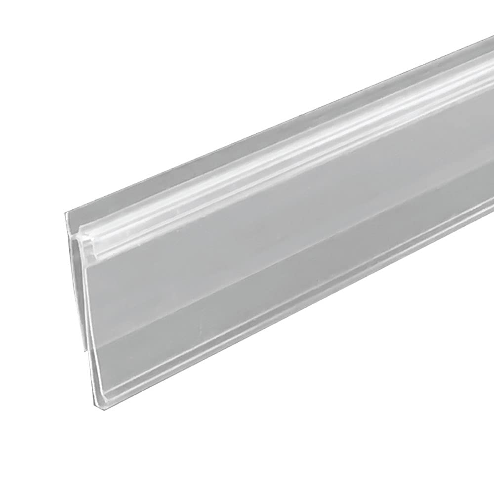 50 Pack Clear PVC Gondola Shelf Strips with Shelf Talker Grippers - 48” Length x 1.25” Height, Snap-In Design for Retail Gondolas with Tag Channels - Perfect for Supermarket Aisles, Convenience Stores & Retail Displays