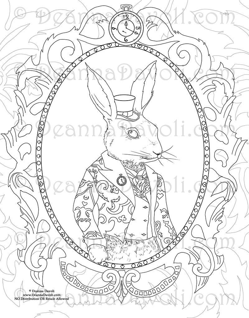 Fantasy Art Coloring Book for Adults - Mermaid, Animal & Alice in Wonderland Designs - 11 Printable Pages - Stress Relief & Relaxation Activity for Home, Office & Travel