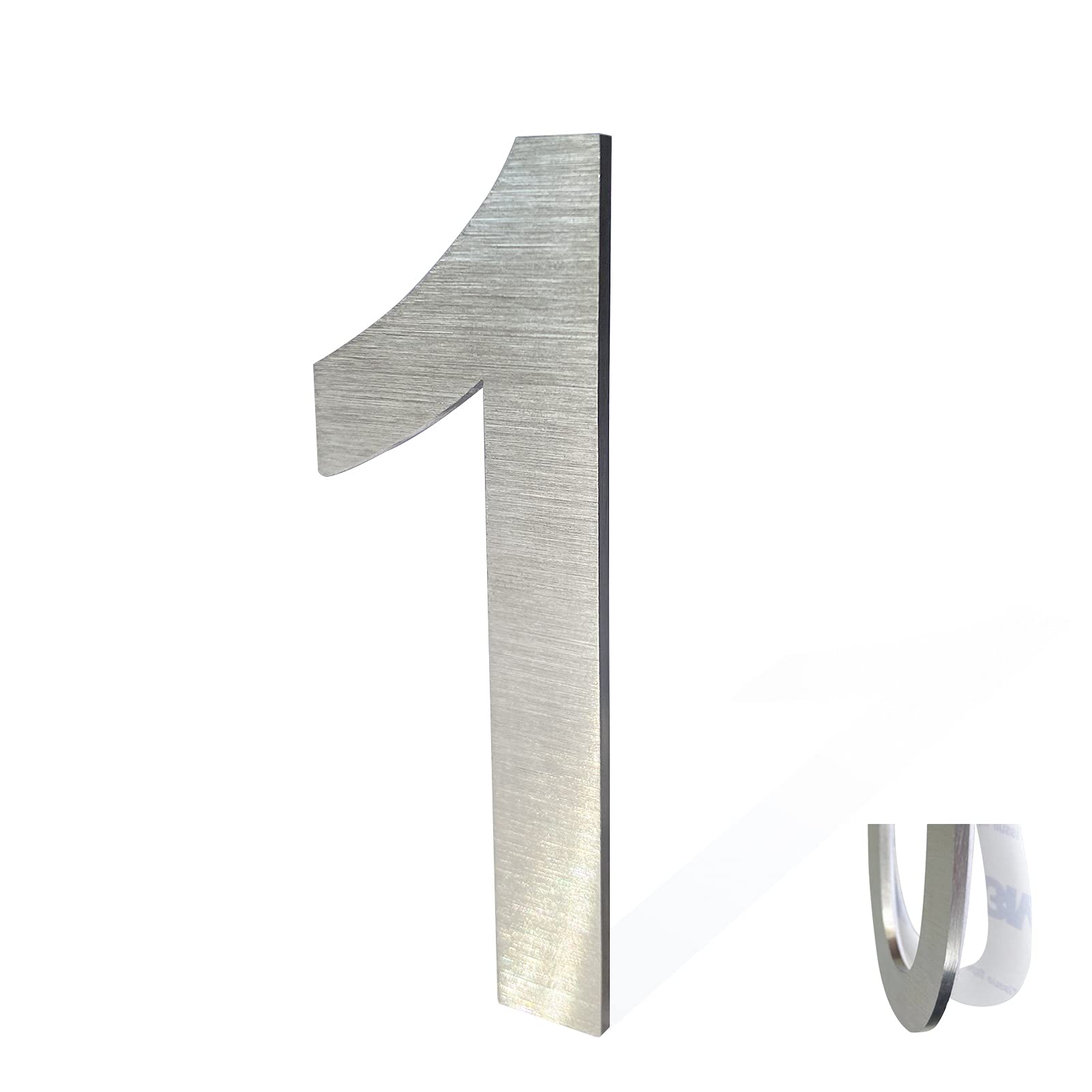 Modern Stainless Steel House Numbers - 3 Inch Self-Adhesive Metal Address Plates for Mailbox & Front Door (Silver) | Weatherproof Outdoor Home Decor for House, Apartment & Business Signage