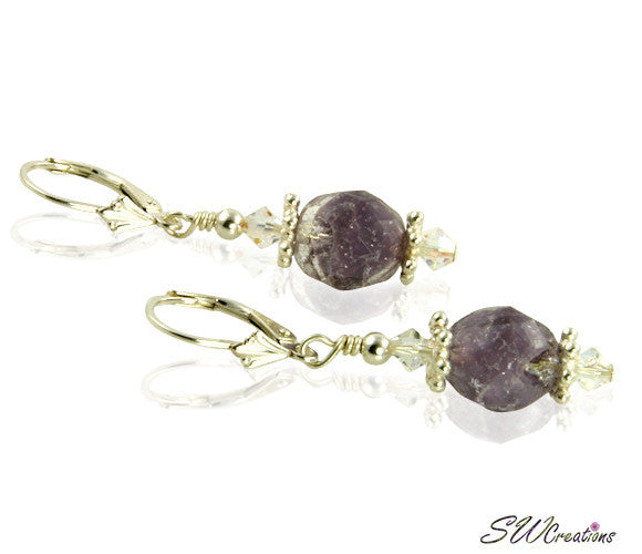 Sparkling Crystal Purple Crackle Beaded Drop Earrings for Women - Elegant Boho Chic Jewelry for Parties, Weddings & Special Occasions