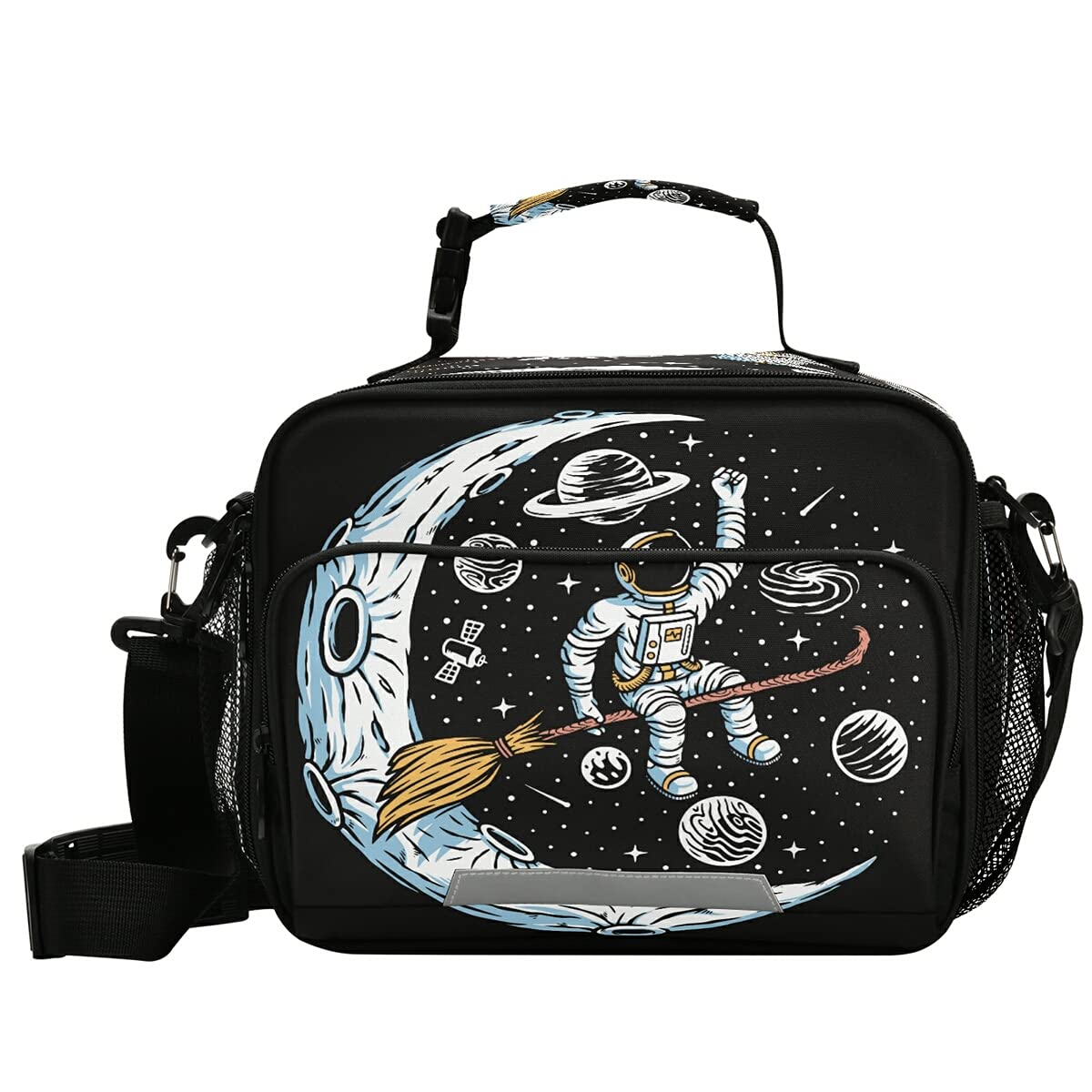 Insulated Lunch Bag with Adjustable Shoulder Strap - Astronaut & Moon Design for Women & Men - Perfect for Work, Office, School & Picnic - Keep Food Fresh & Cool All Day