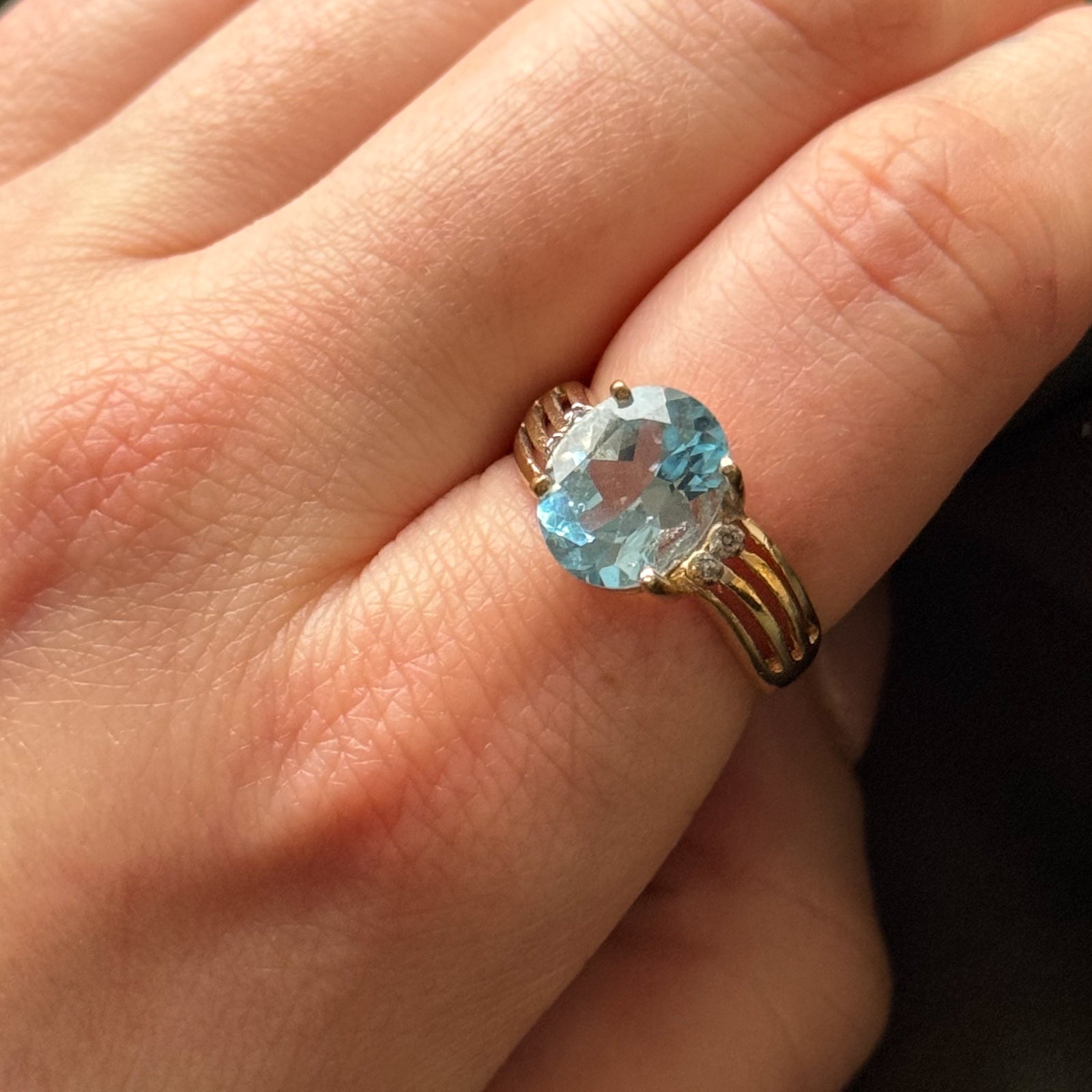 Exquisite 4.90ct Blue Topaz & 0.02ct Diamond Cocktail Ring - Size 7.75 | Elegant Women's Jewelry for Parties, Weddings & Special Occasions