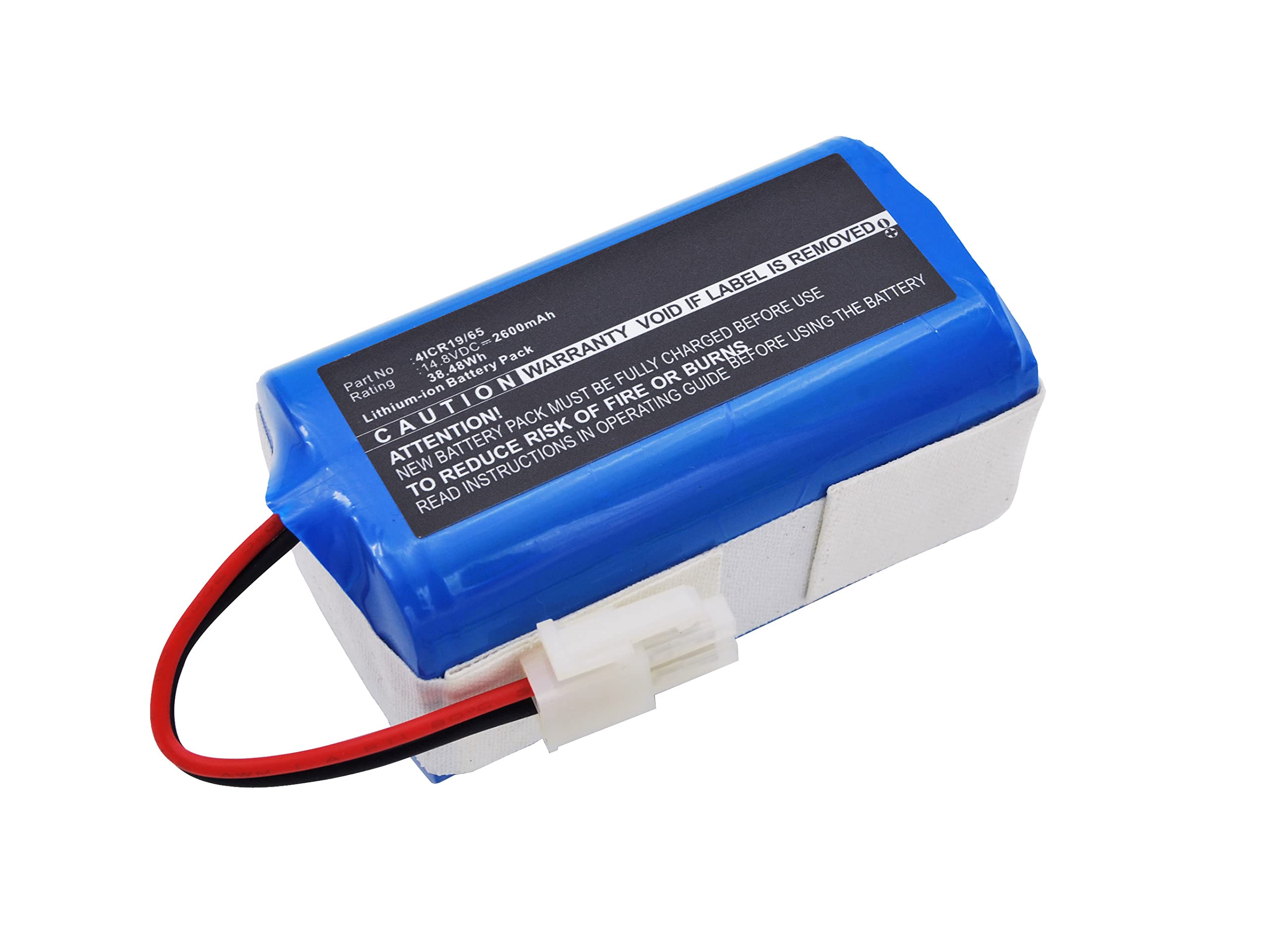 Synergy Digital 14.8V 2600mAh Li-ion Vacuum Cleaner Battery - Compatible with Ecovacs 4ICR19/65 - Ultra High Capacity Replacement Battery for Ecovacs Robot Vacuums - Perfect for Home Cleaning & Pet Hair Removal