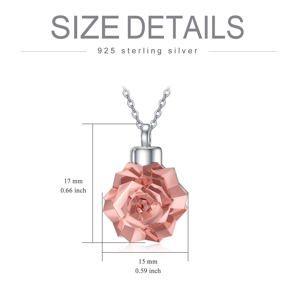 Sterling Silver Rose Flower Urn Necklace for Ashes - Memorial Cremation Jewelry for Women & Men | Keepsake Pendant for Loved Ones | Perfect for Remembrance Ceremonies & Everyday Wear
