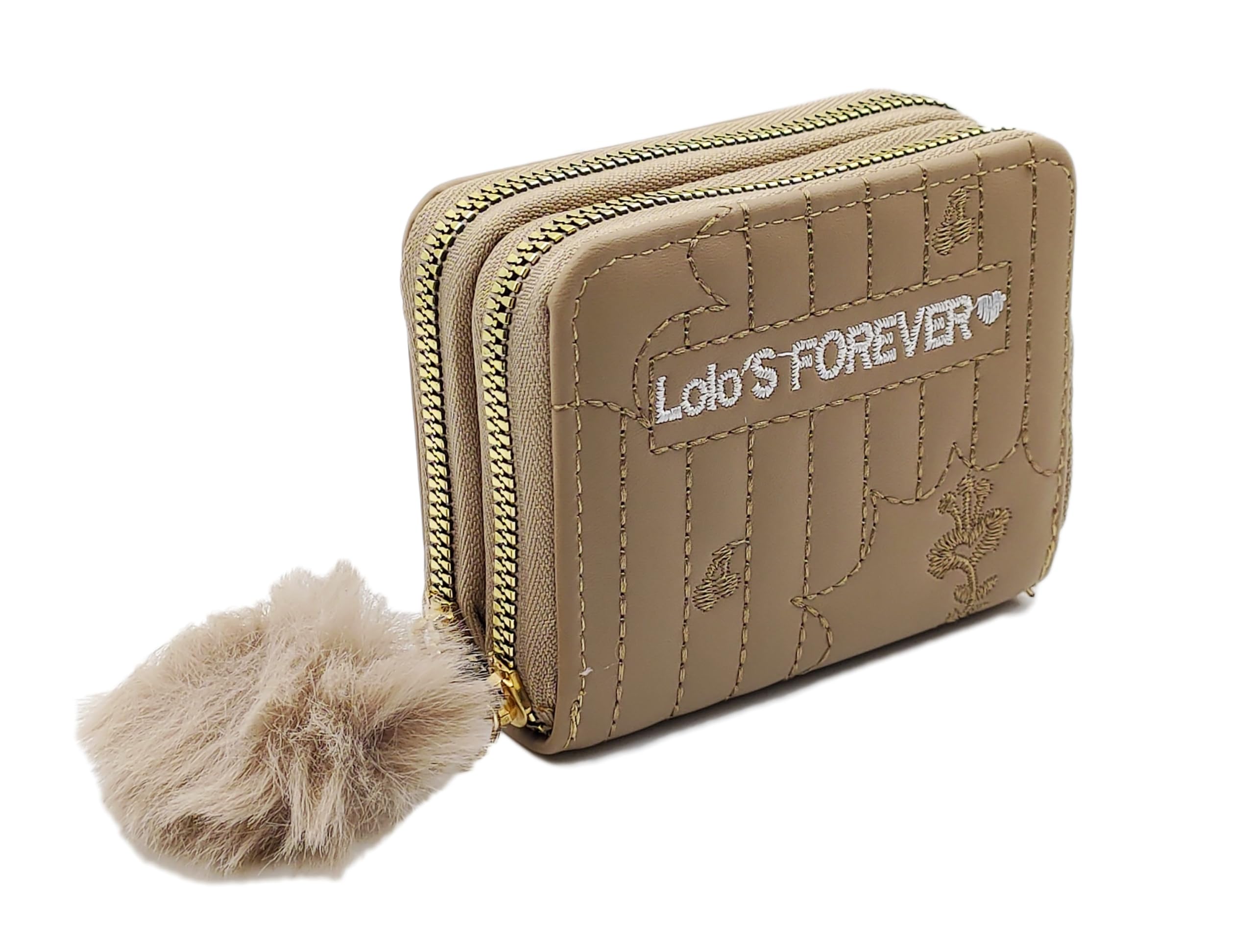 Stylish Women's Small Wallet - Slim Credit Card Holder & Coin Purse with Secure Zipper - Cute Mini Wallet for Girls and Women (Beige) | Perfect for Everyday Use, Travel, and Gift Giving