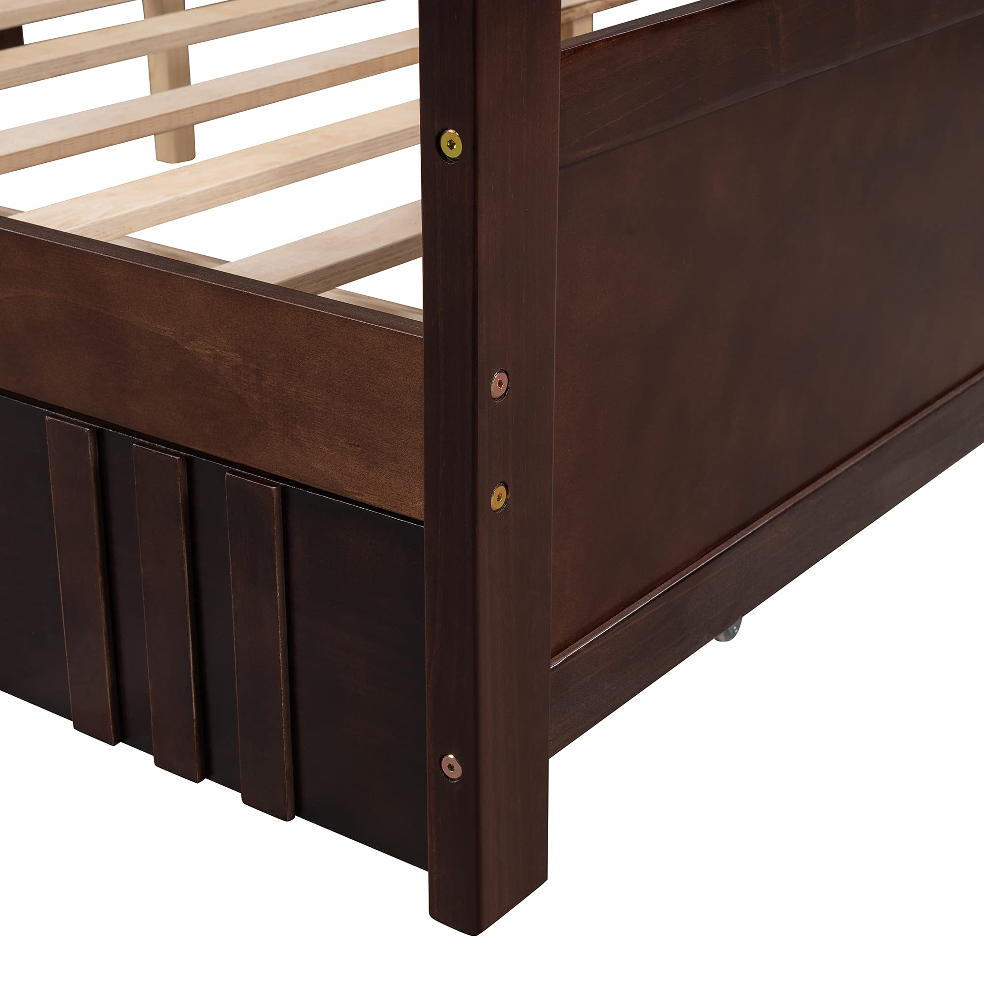 Full Size Wooden Daybed with 2 Drawers - Espresso Finish, Sturdy Wood Frame for Guest Room, Office, or Small Space