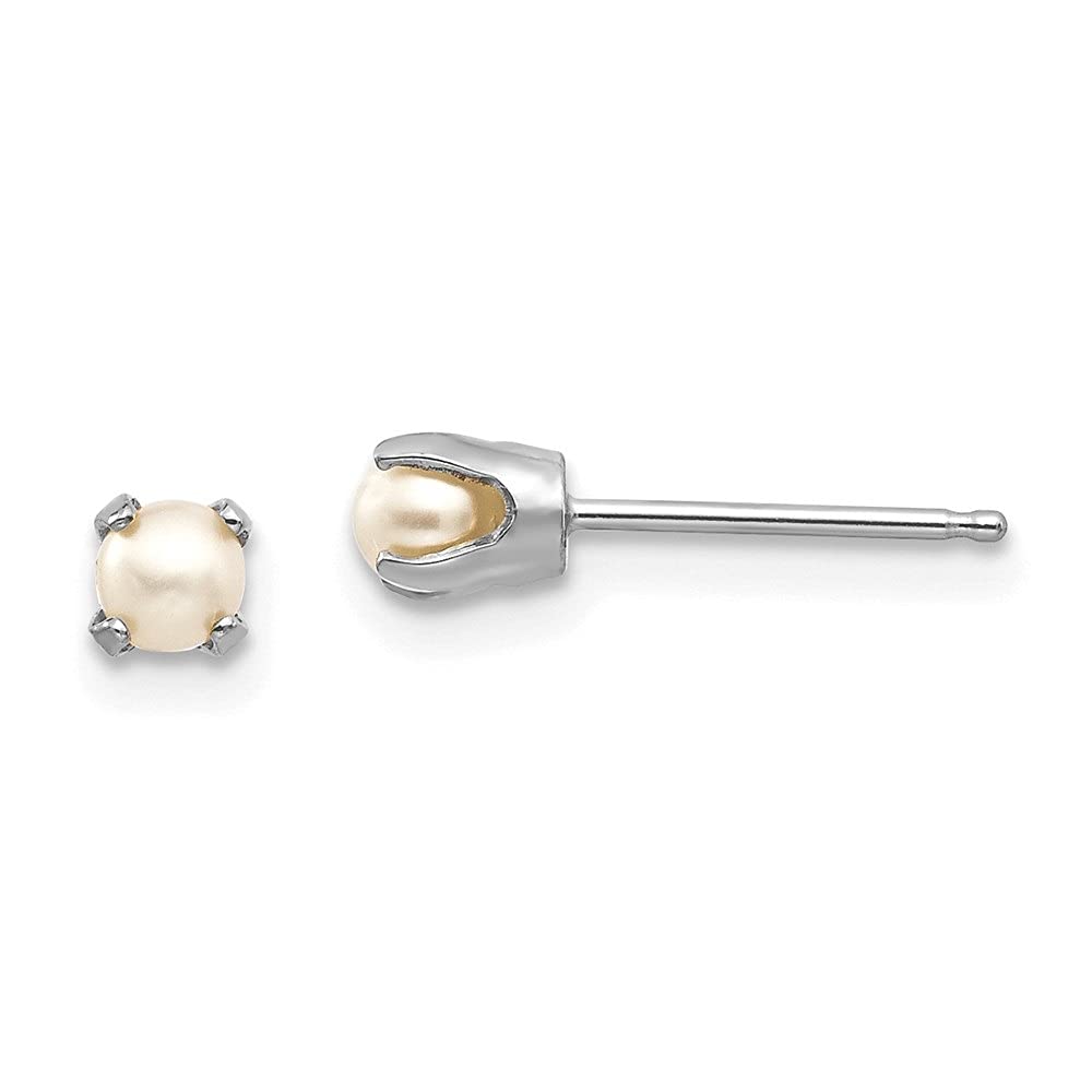 Auriga 14K White Gold 3.5mm Freshwater Cultured Pearl Stud Earrings for Women - Elegant Gift for Weddings, Anniversaries & Special Occasions