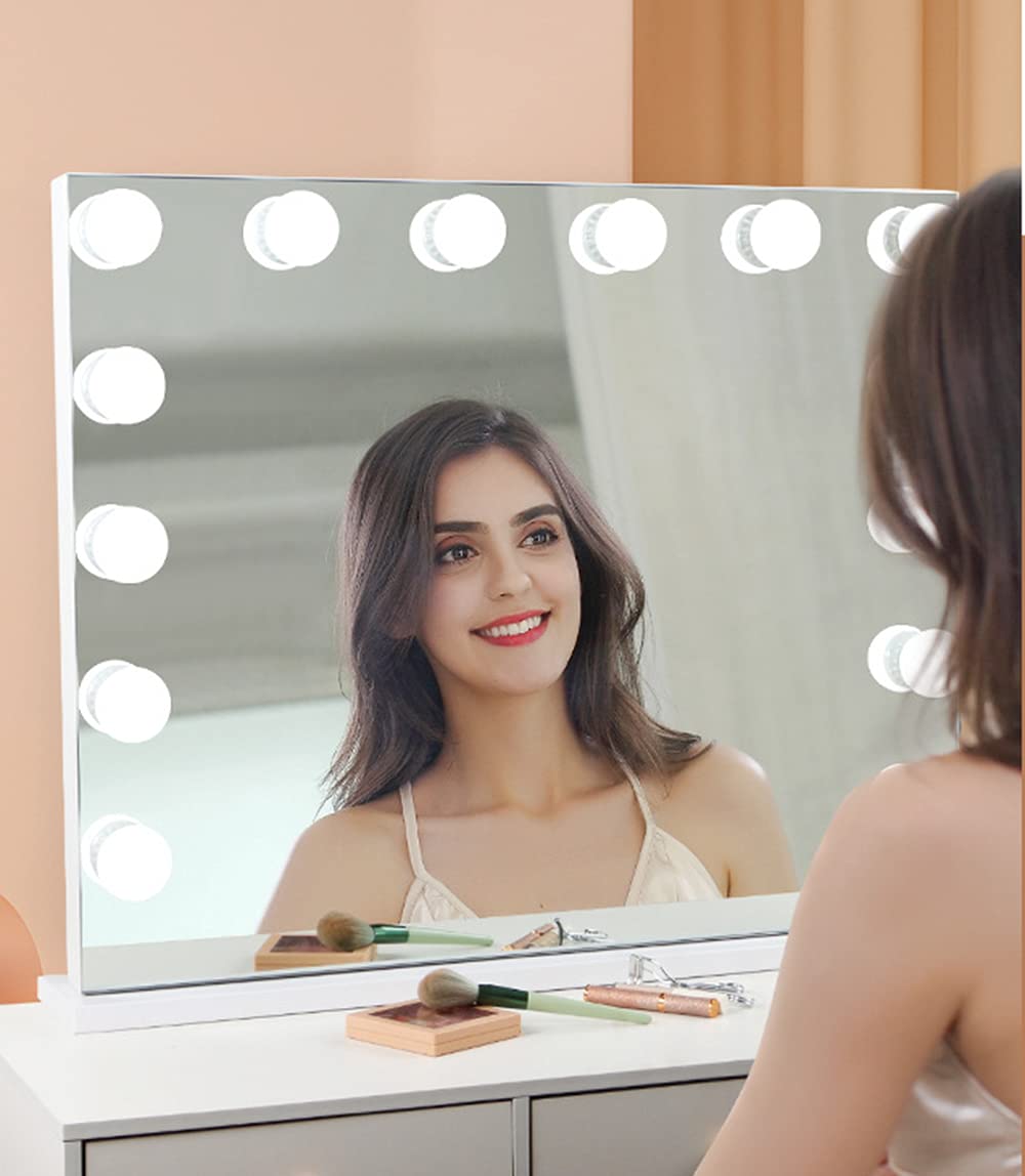 Hollywood Style Makeup Mirror with LED Lights - 50x42CM Large Vanity Mirror with 3 Light Modes & 14 LED Bulbs for Home, Dressing Room, Salon & Professional Makeup Application