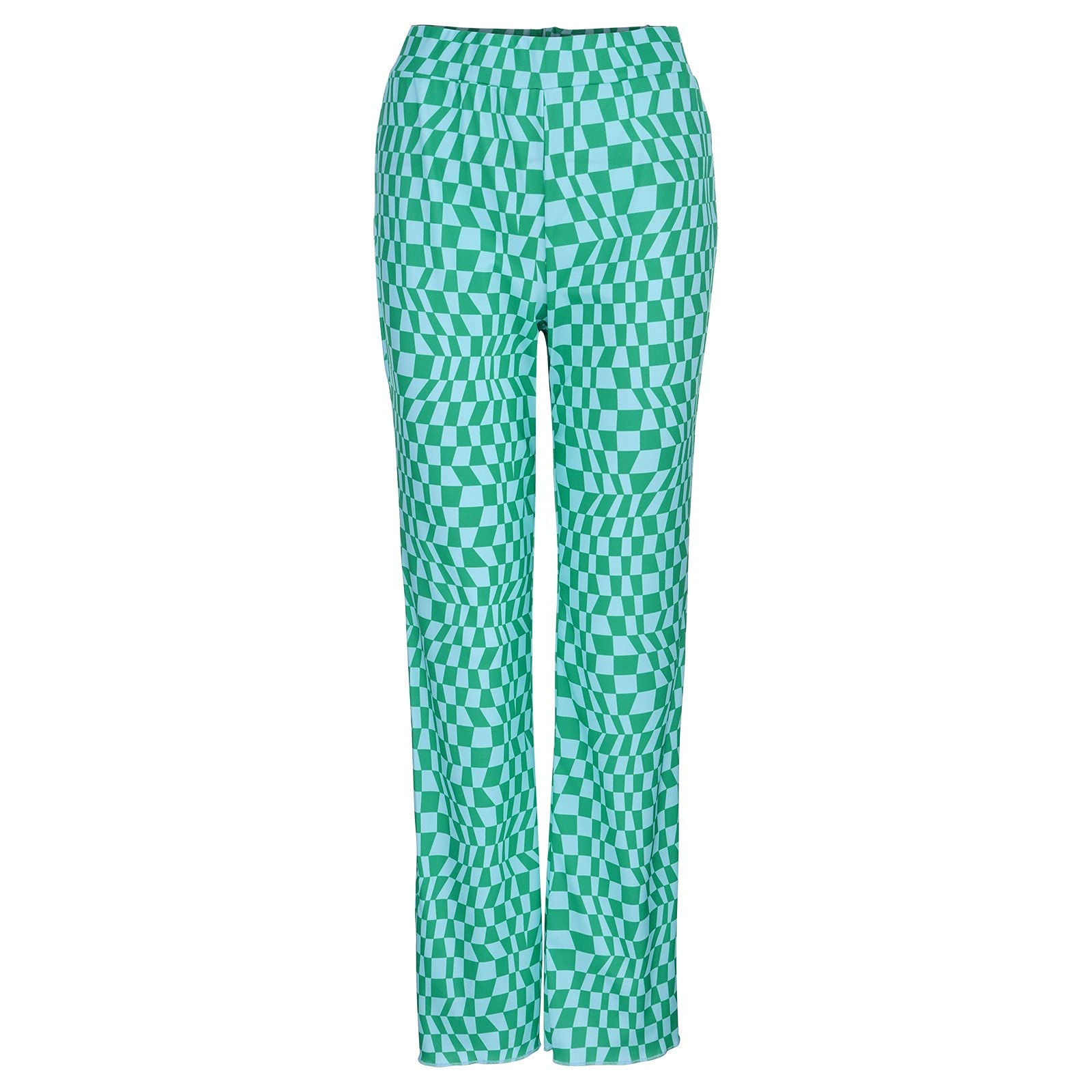 Stylish Plaid Print Slim Women's Casual Pants - Trendy Ripple Water Design for Street Fashion | Perfect for Work, Weekend Outfits & Casual Dresses